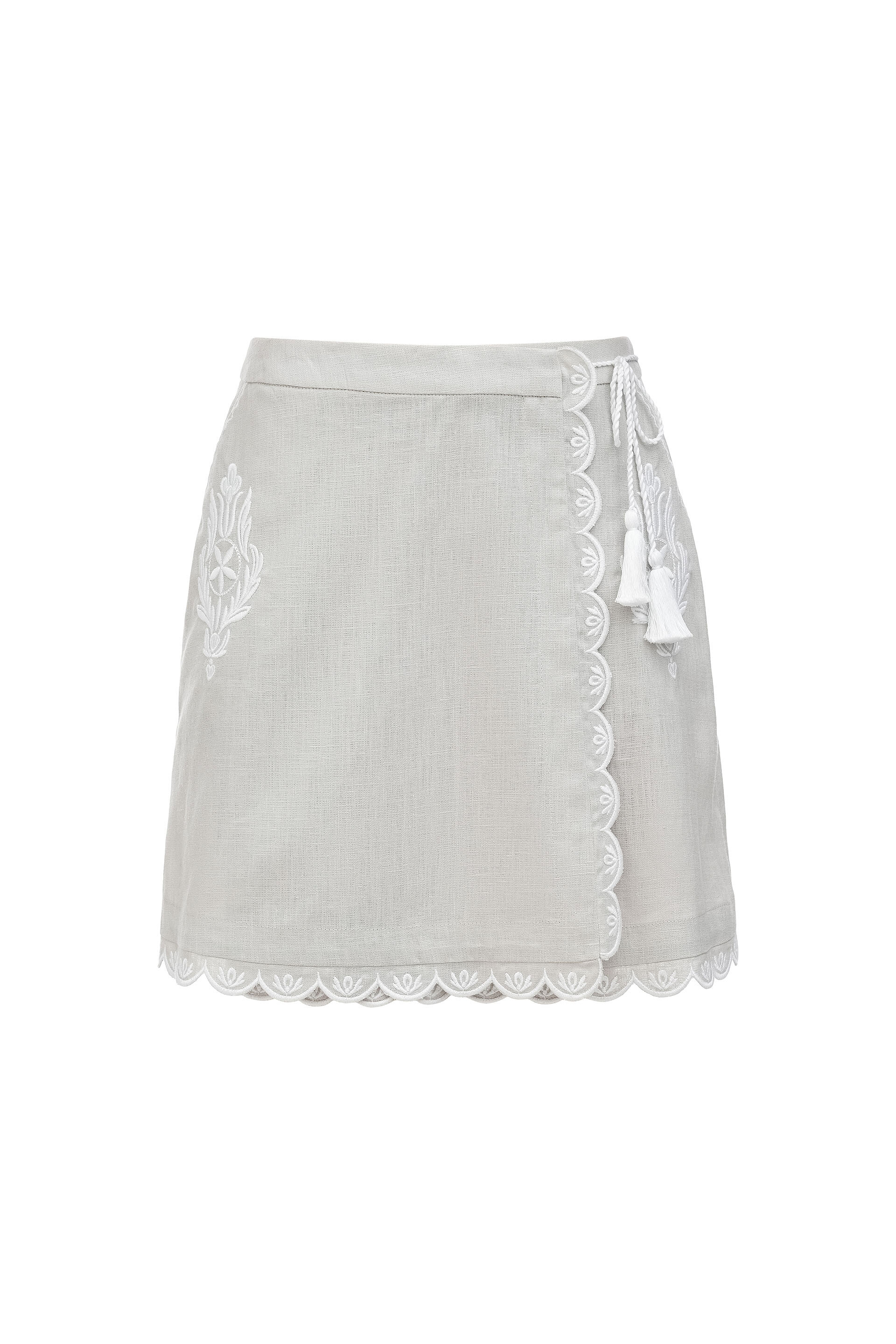 Gray linen skirt with white embroidery Nova Kakhovka ціна
