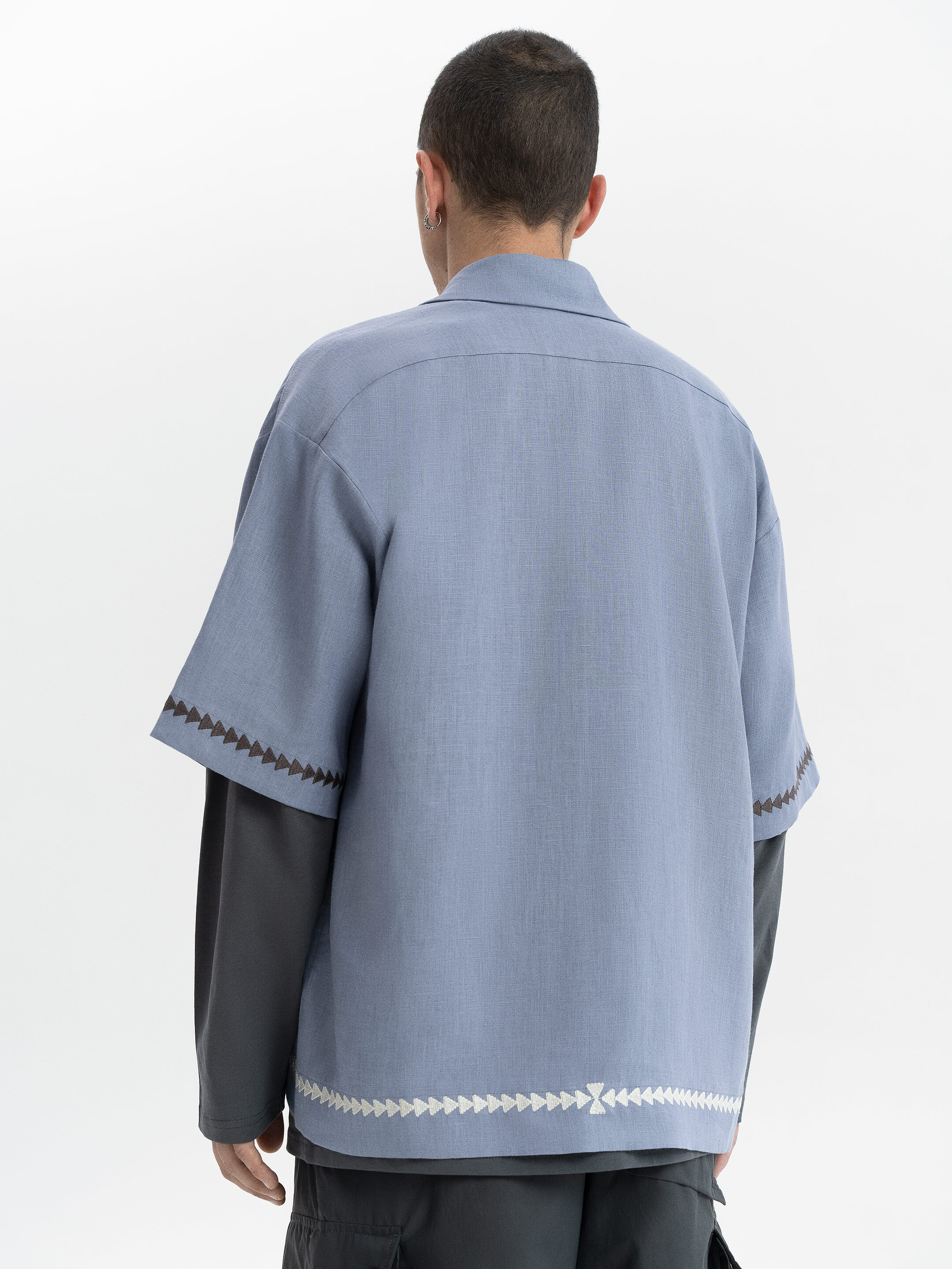 Blue linen embroidered shirt "Kyi" ціна