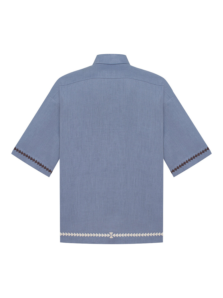 Blue linen embroidered shirt "Kyi" [0]