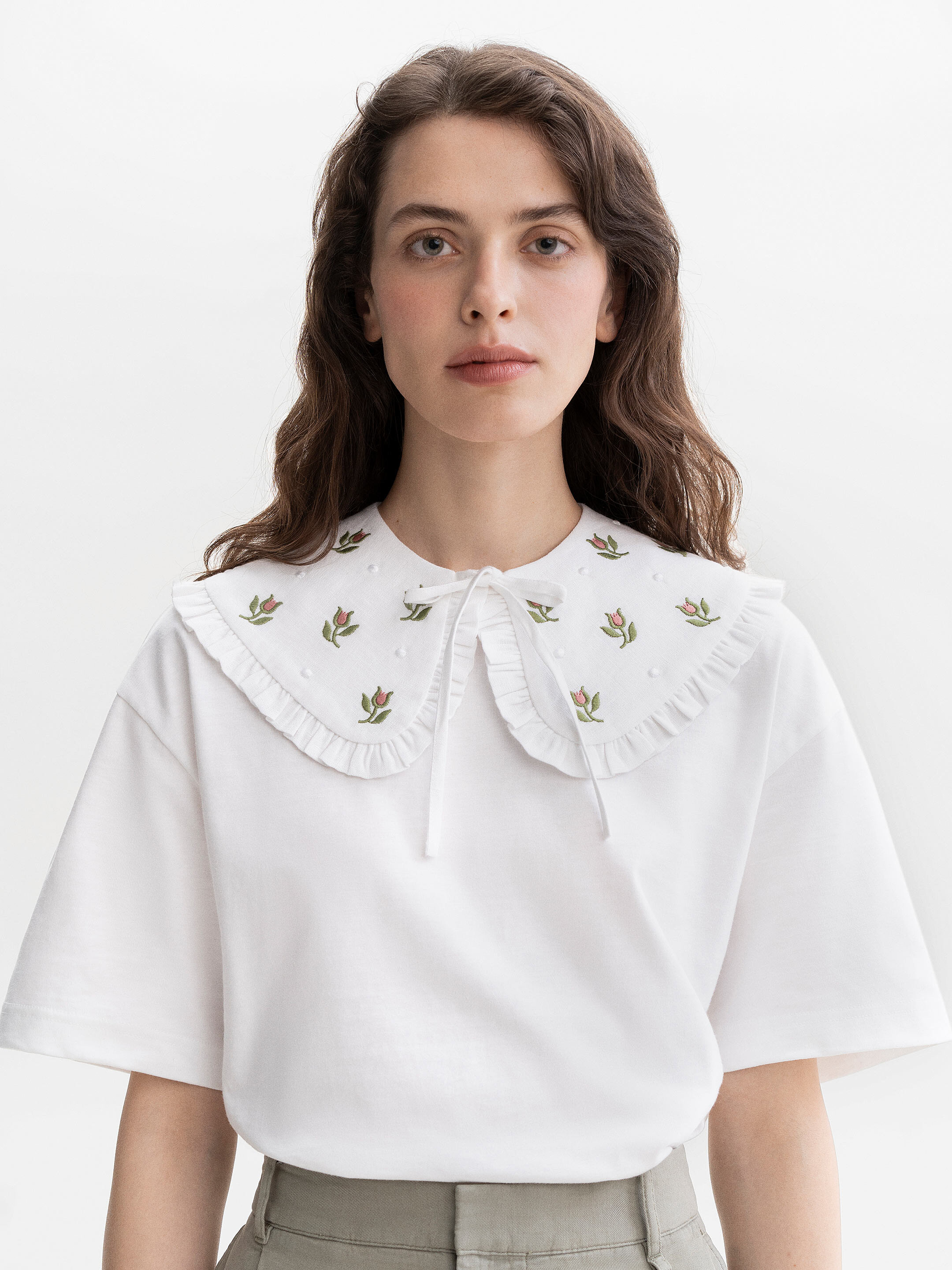 White collar with floral ornament Pelageya Buy