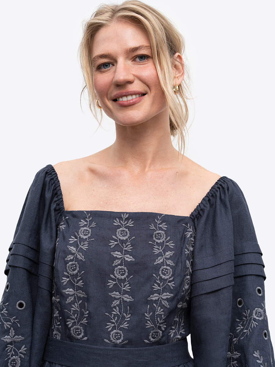 Linen embroidered dress "Myt" temna [0]