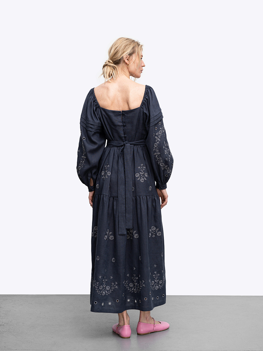 Linen embroidered dress "Myt" temna [0]