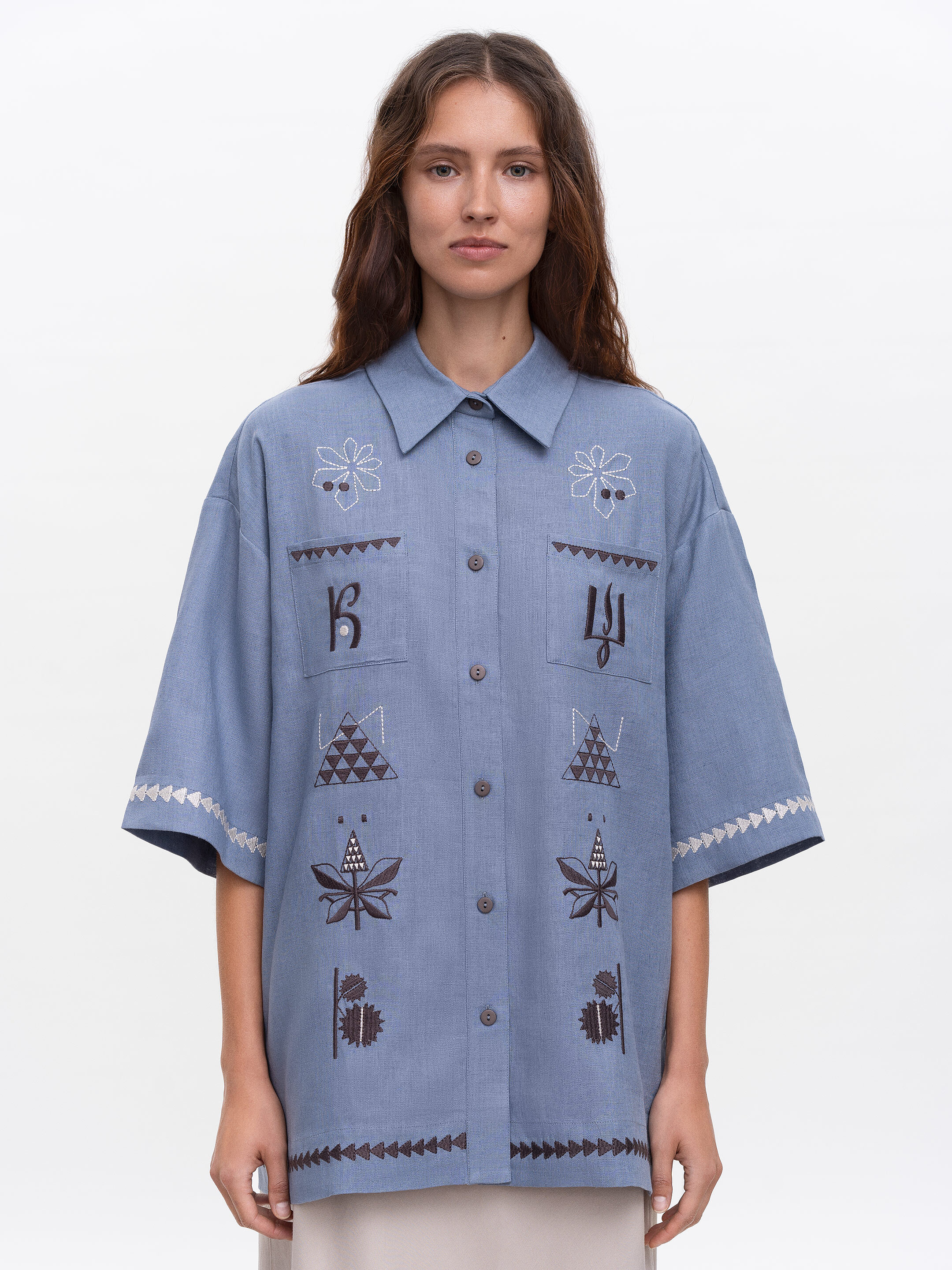 Women's blue embroidered shirt "Kyi" Buy