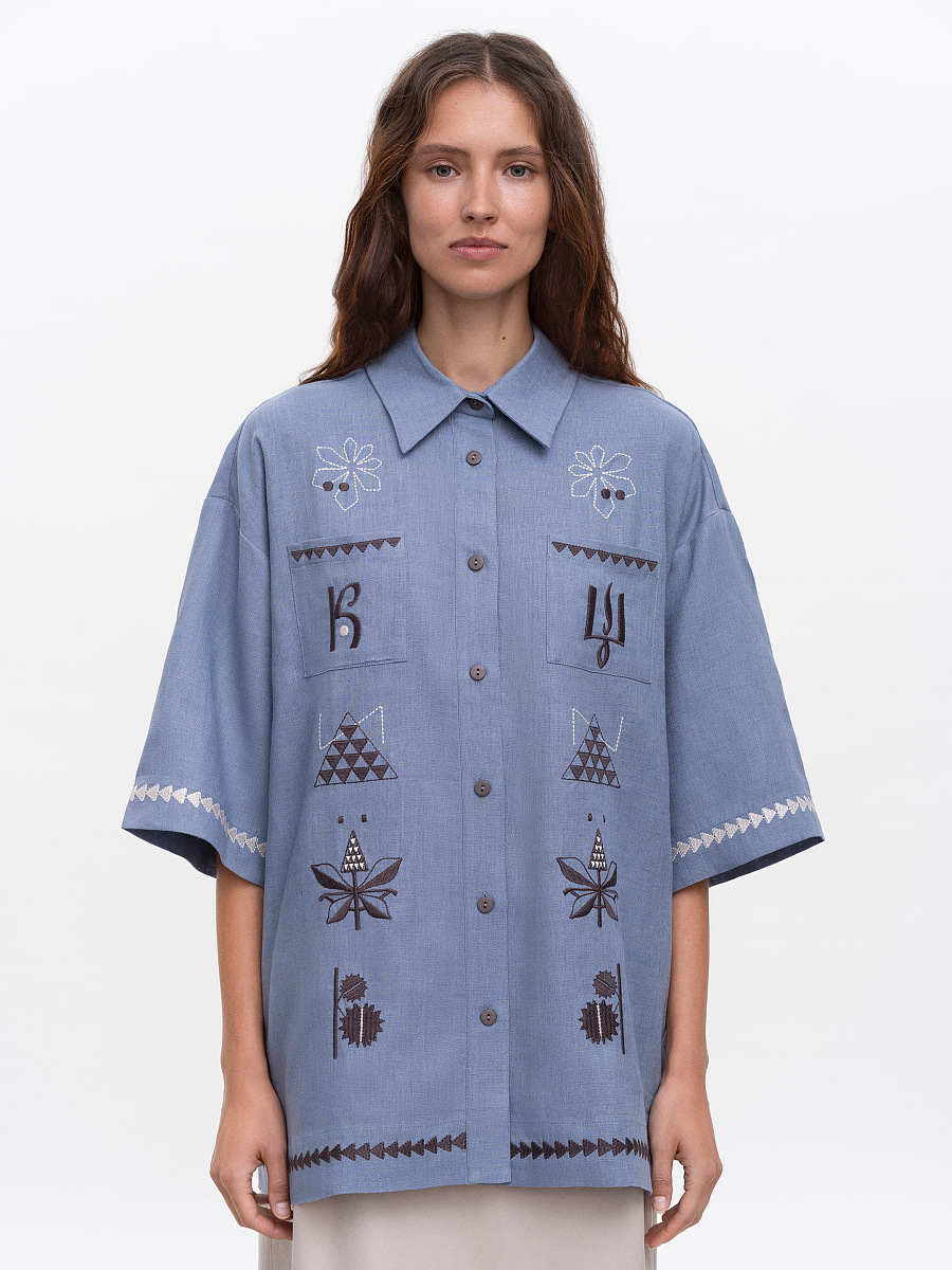 Women's blue embroidered shirt "Kyi" [0]