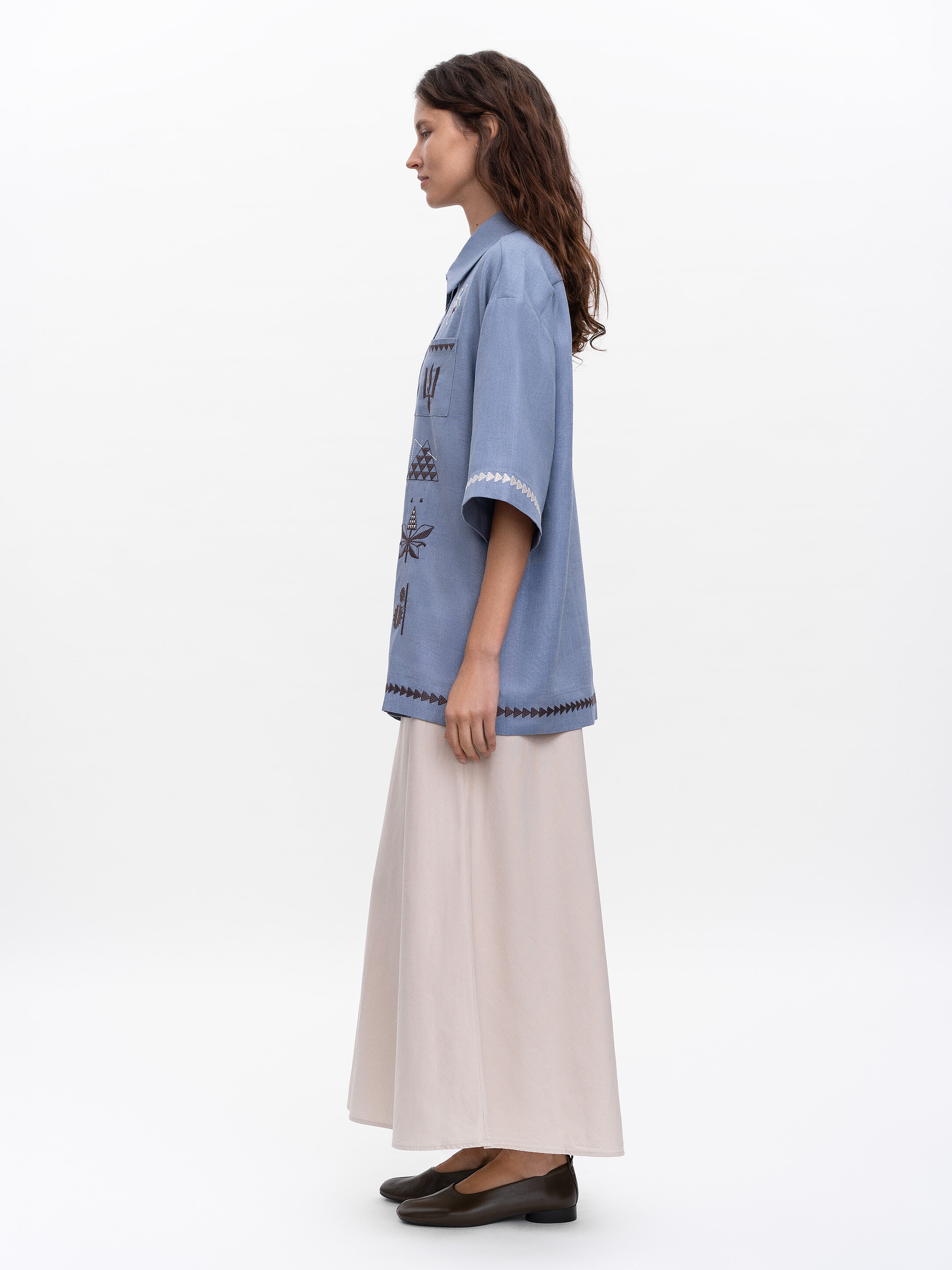 Women's blue embroidered shirt "Kyi" ціна