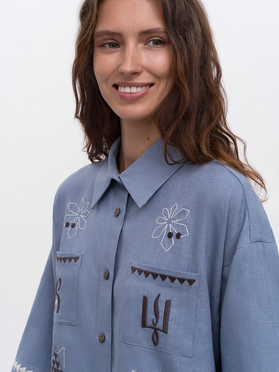 Women's blue embroidered shirt "Kyi" [0]