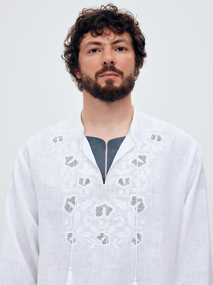 Men's shirt with white embroidery in the tone of "Vavylon XX" [0]