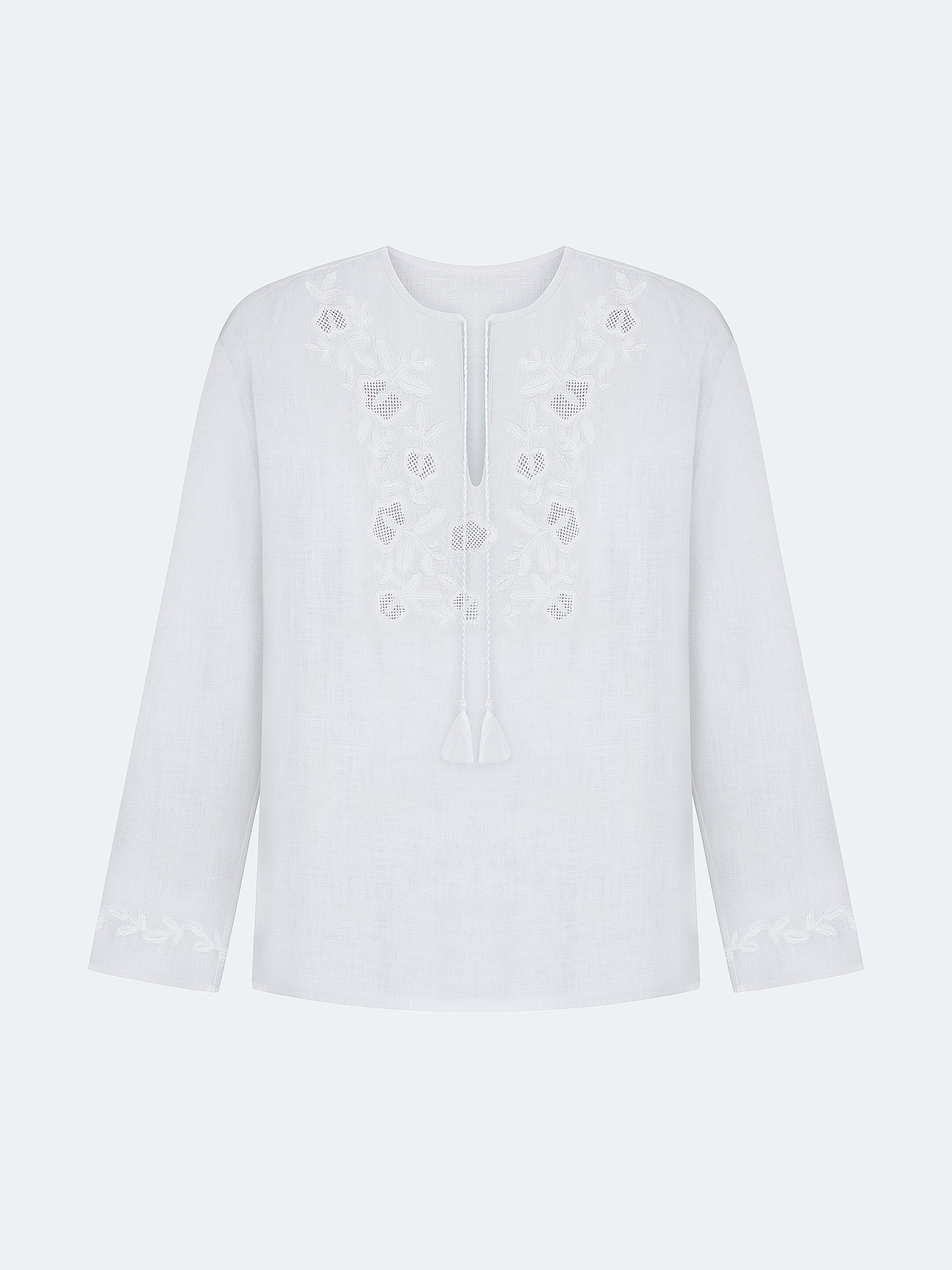 Men's shirt with white embroidery in the tone of "Vavylon XX" ціна