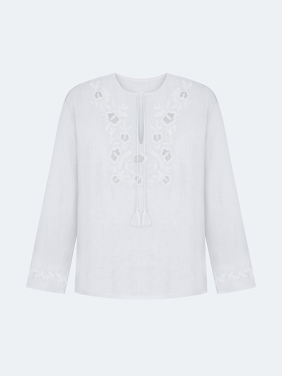 Men's shirt with white embroidery in the tone of "Vavylon XX" [0]