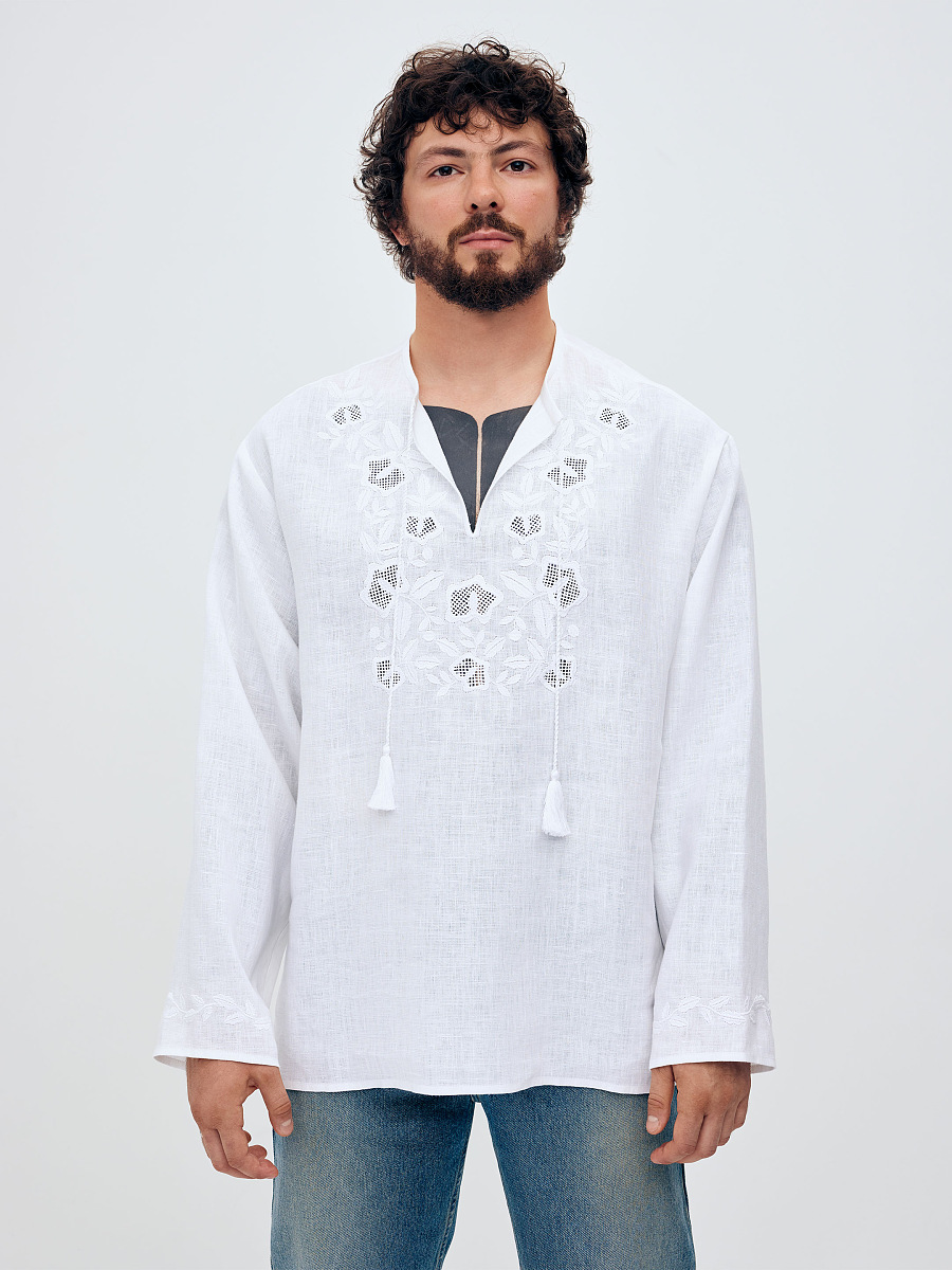 Men's shirt with white embroidery in the tone of "Vavylon XX" [0]