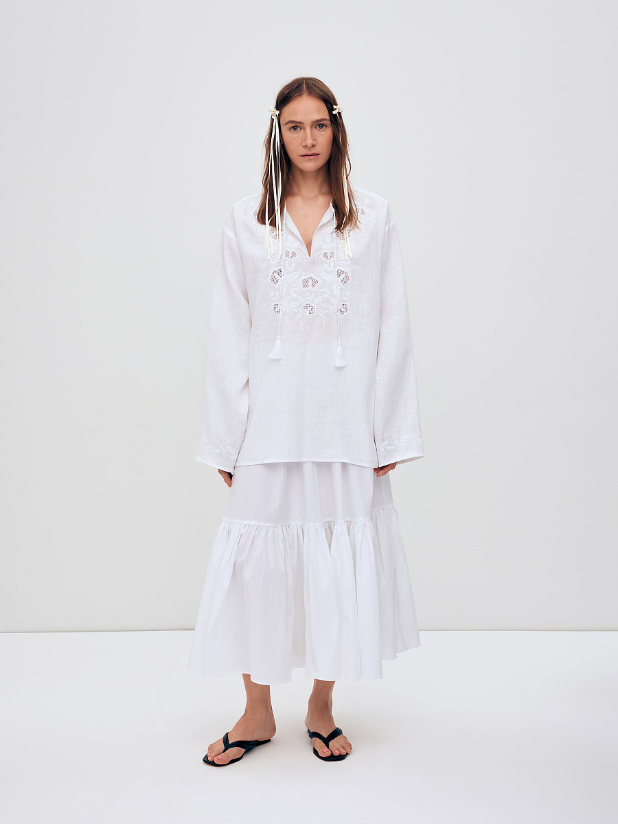 Men's shirt with white embroidery in the tone of "Vavylon XX" [0]
