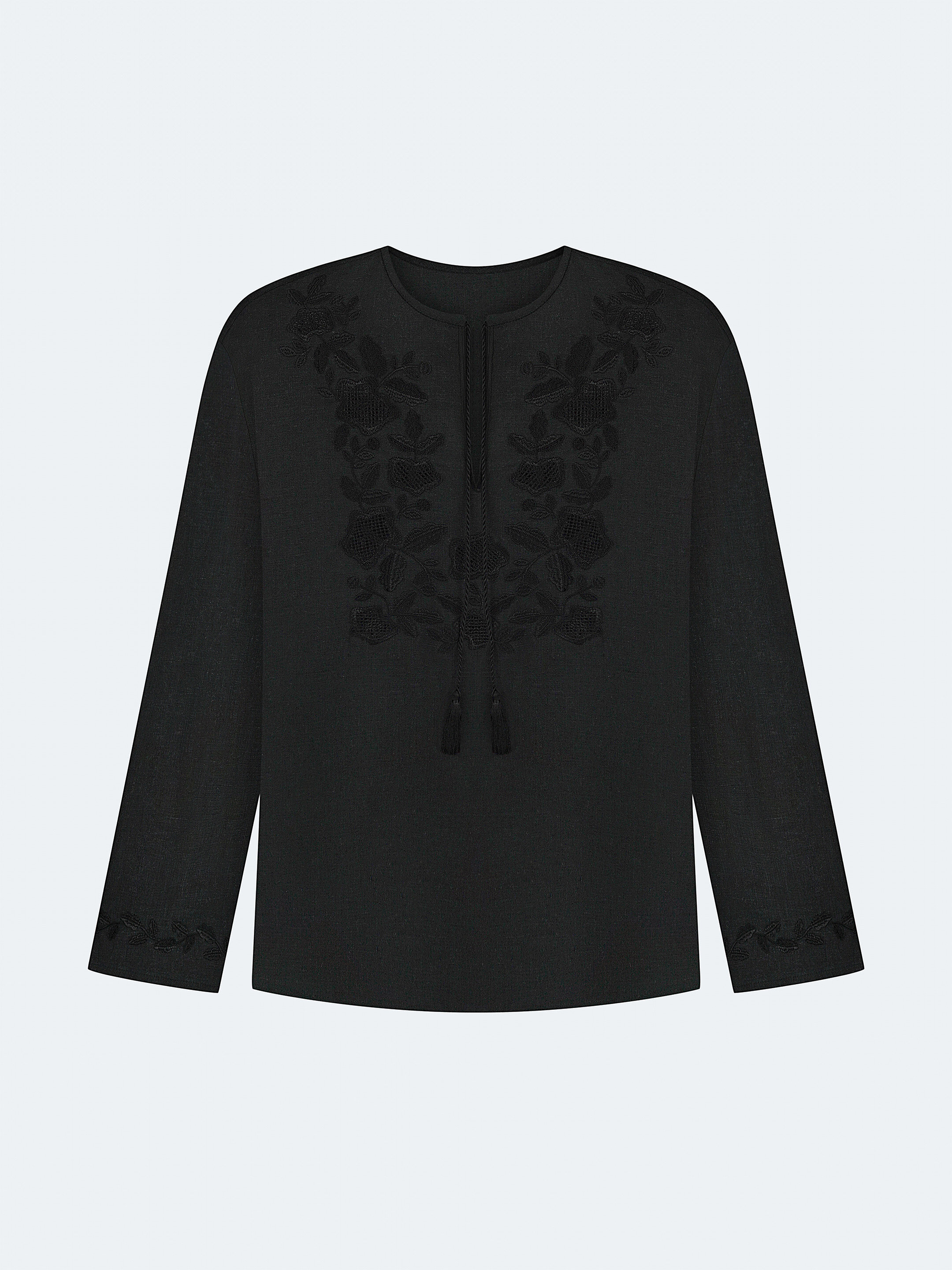 Men's shirt with black embroidery in the tone of "Vavylon XX" choose