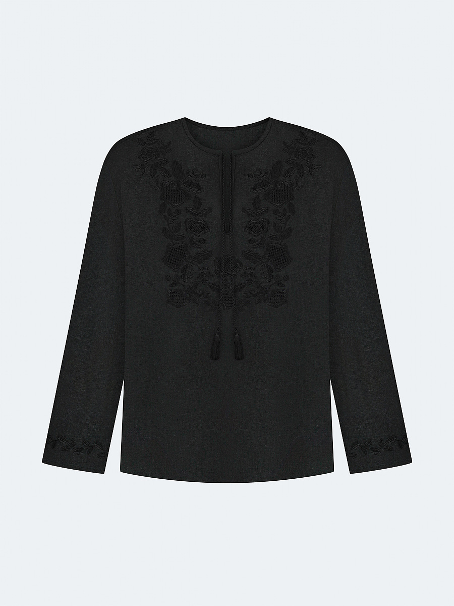 Men's shirt with black embroidery in the tone of "Vavylon XX" [0]