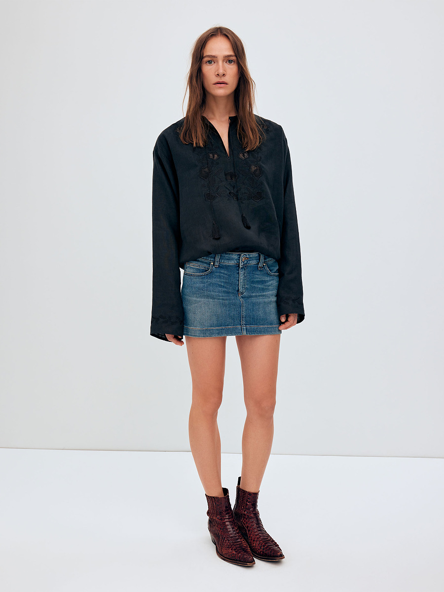 Men's shirt with black embroidery in the tone of "Vavylon XX" [0]