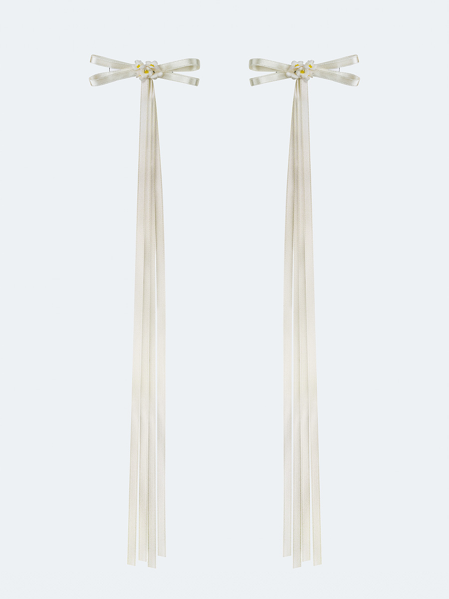 A pair of ribbons-barrettes of milk color "Tsarivna" [0]