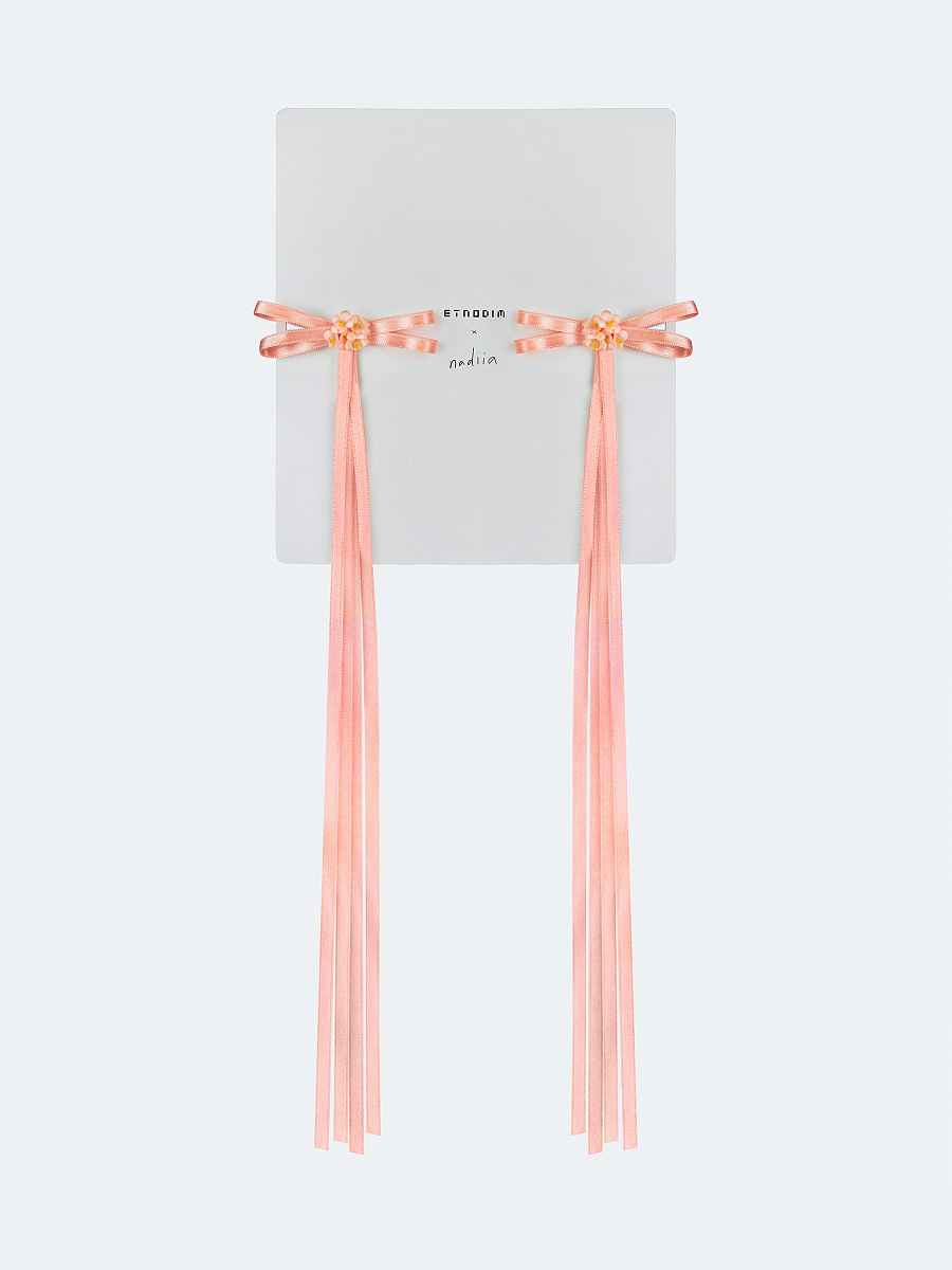 A pair of ribbons-barrettes of peach color "Tsarivna" [0]
