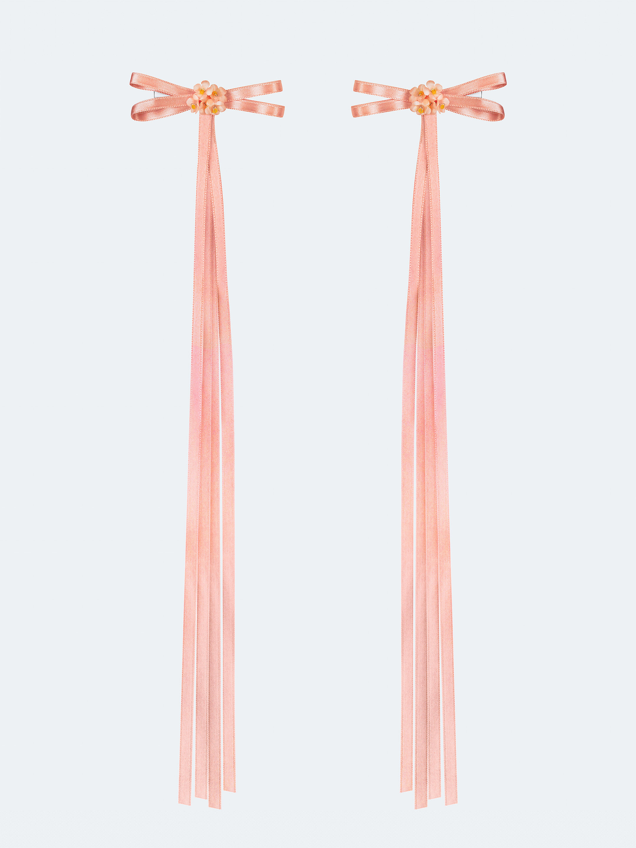 A pair of ribbons-barrettes of peach color "Tsarivna" photo