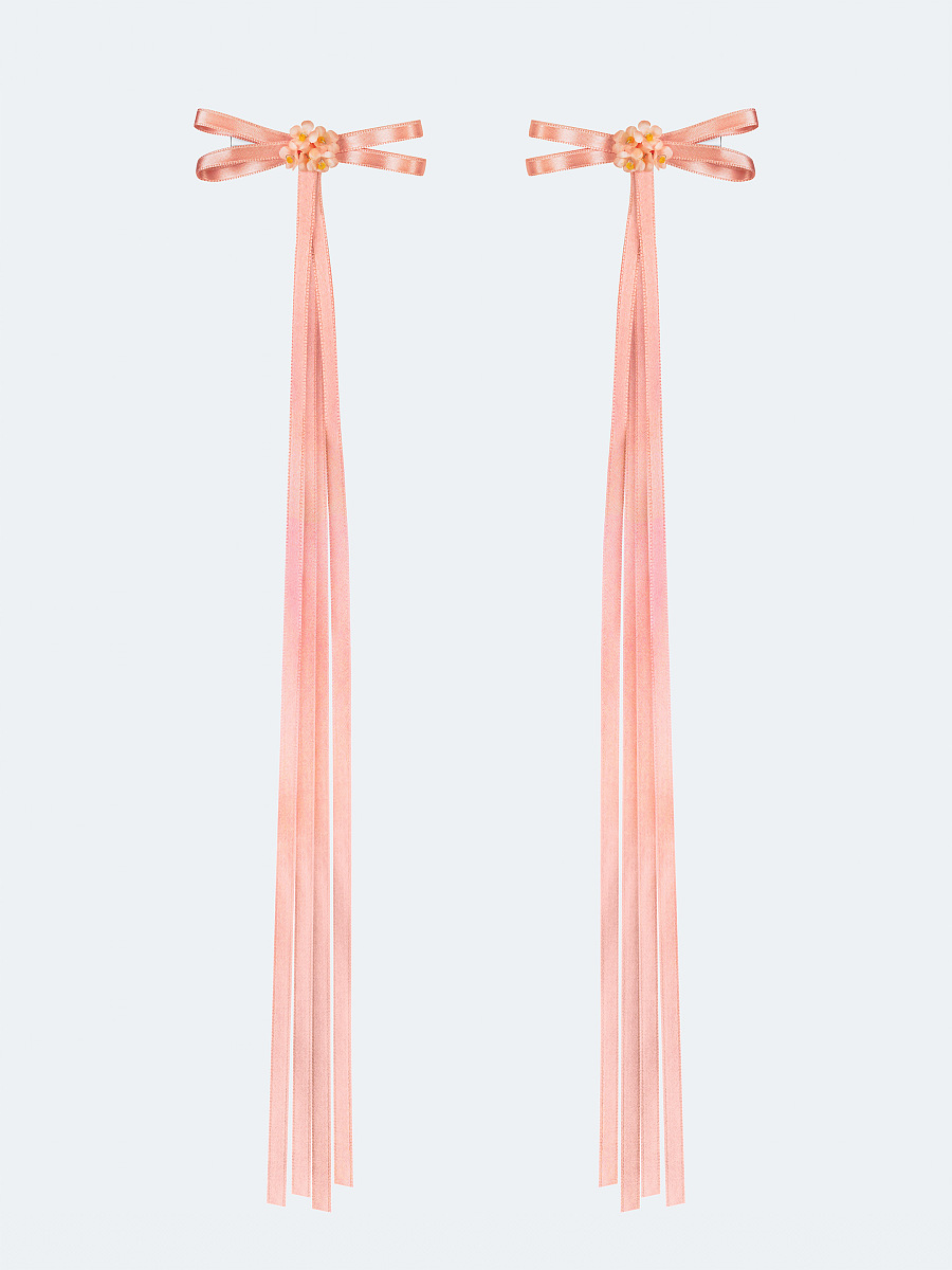 A pair of ribbons-barrettes of peach color "Tsarivna" [0]
