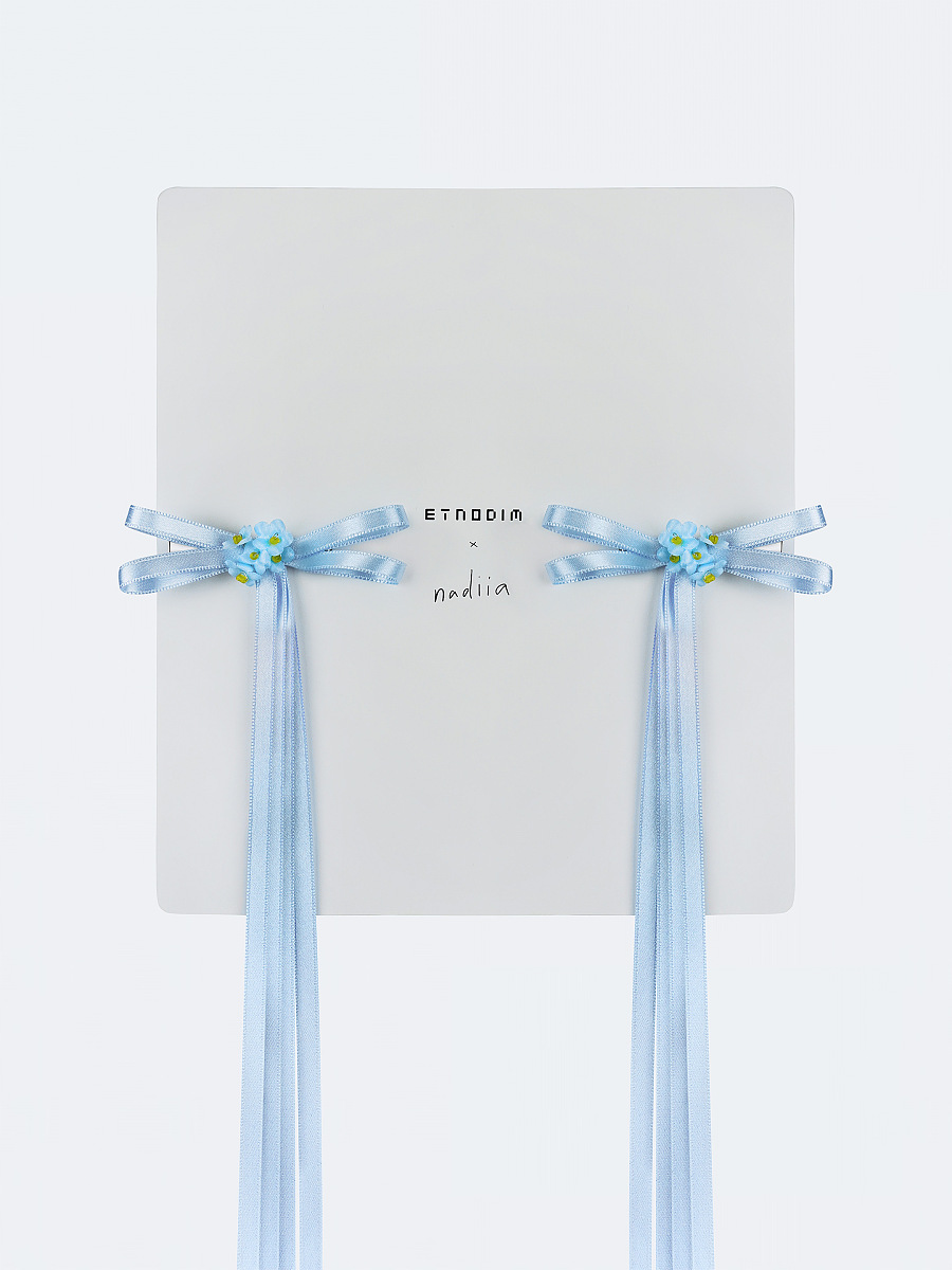 A pair of ribbons-barrettes of white color "Tsarivna" [0]