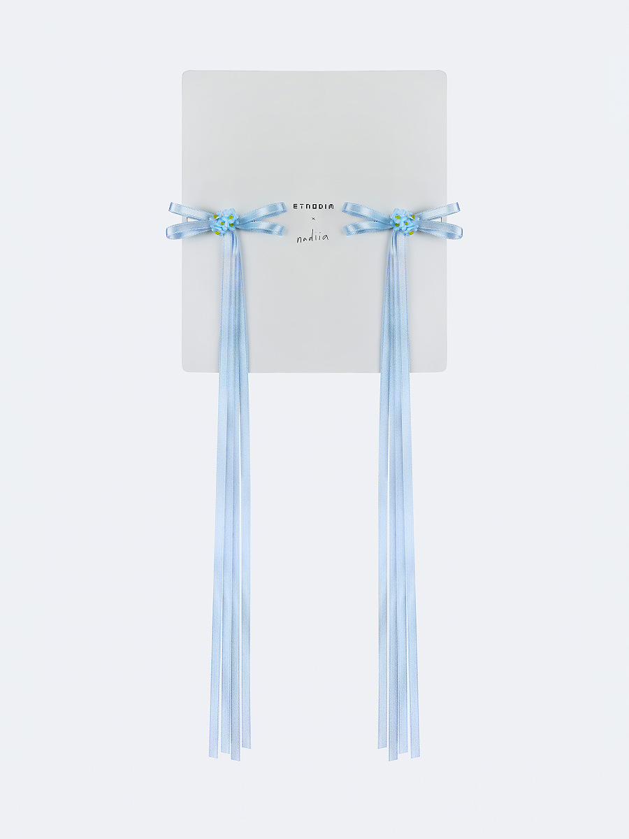 A pair of ribbons-barrettes of white color "Tsarivna" [0]
