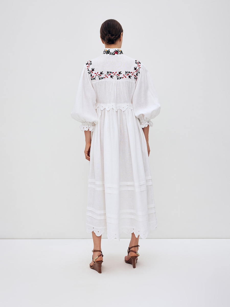 Long embroidered dress with a high neck "Korolivna" [0]
