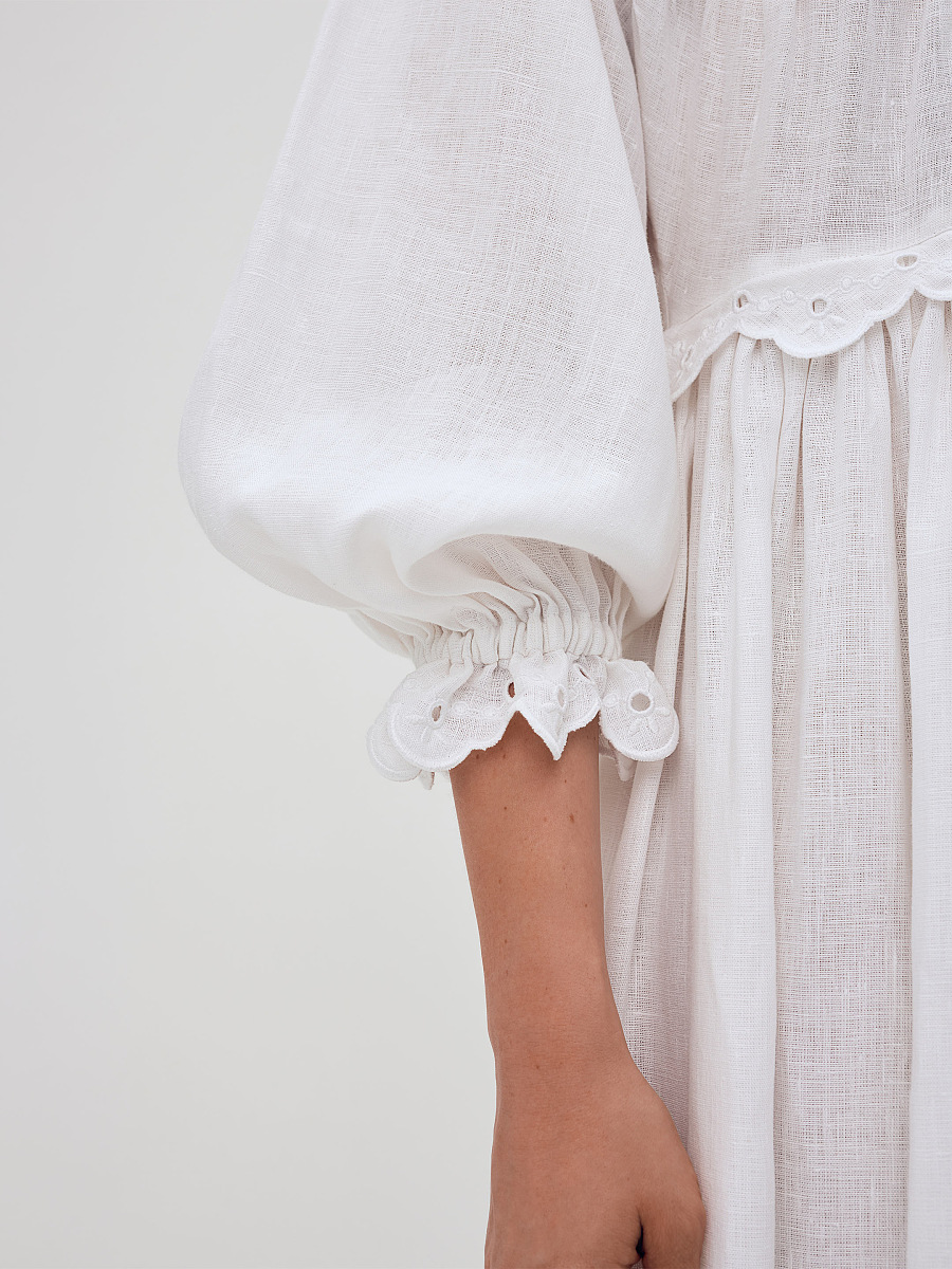 Long embroidered dress with a high neck "Korolivna" [0]