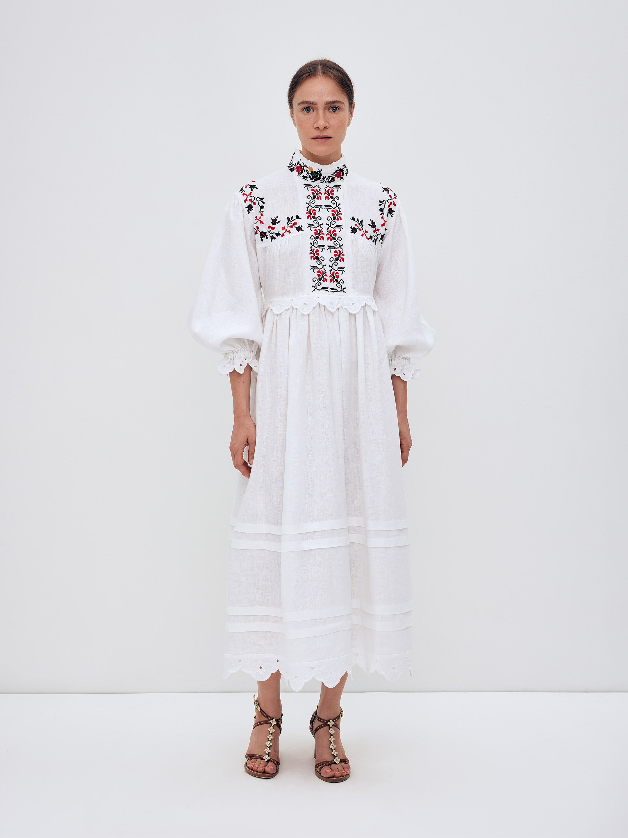 Long embroidered dress with a high neck "Korolivna" Buy