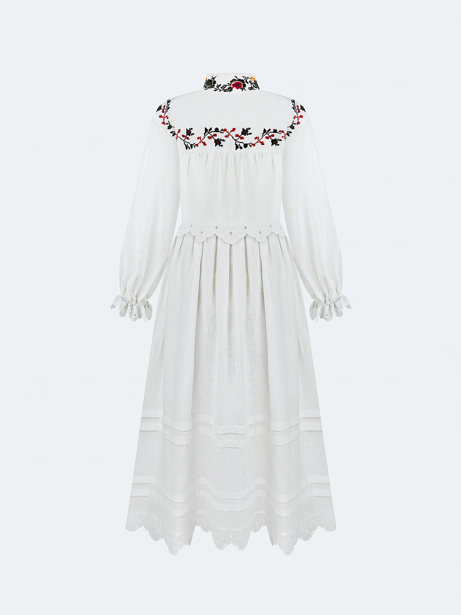 Long embroidered dress with a high neck "Korolivna" [0]
