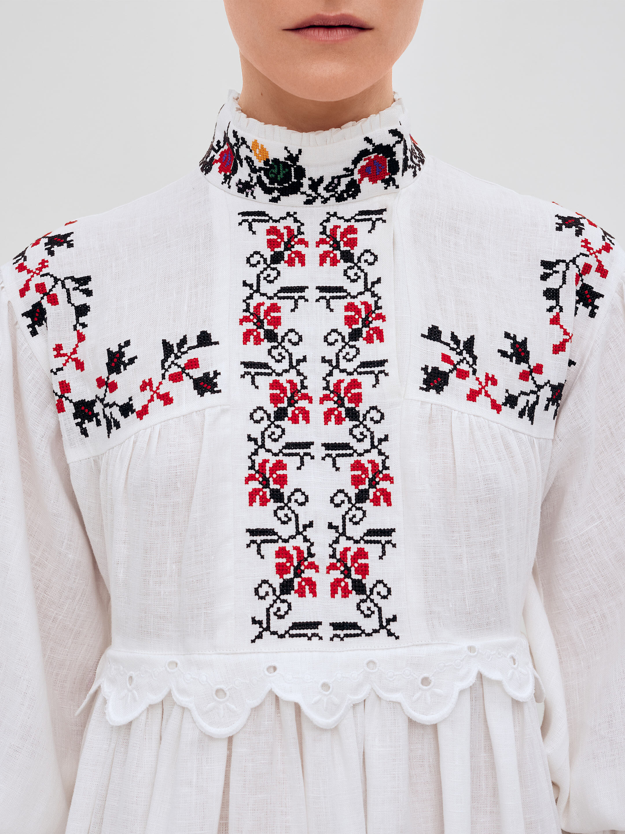 Long embroidered dress with a high neck "Korolivna" cheap
