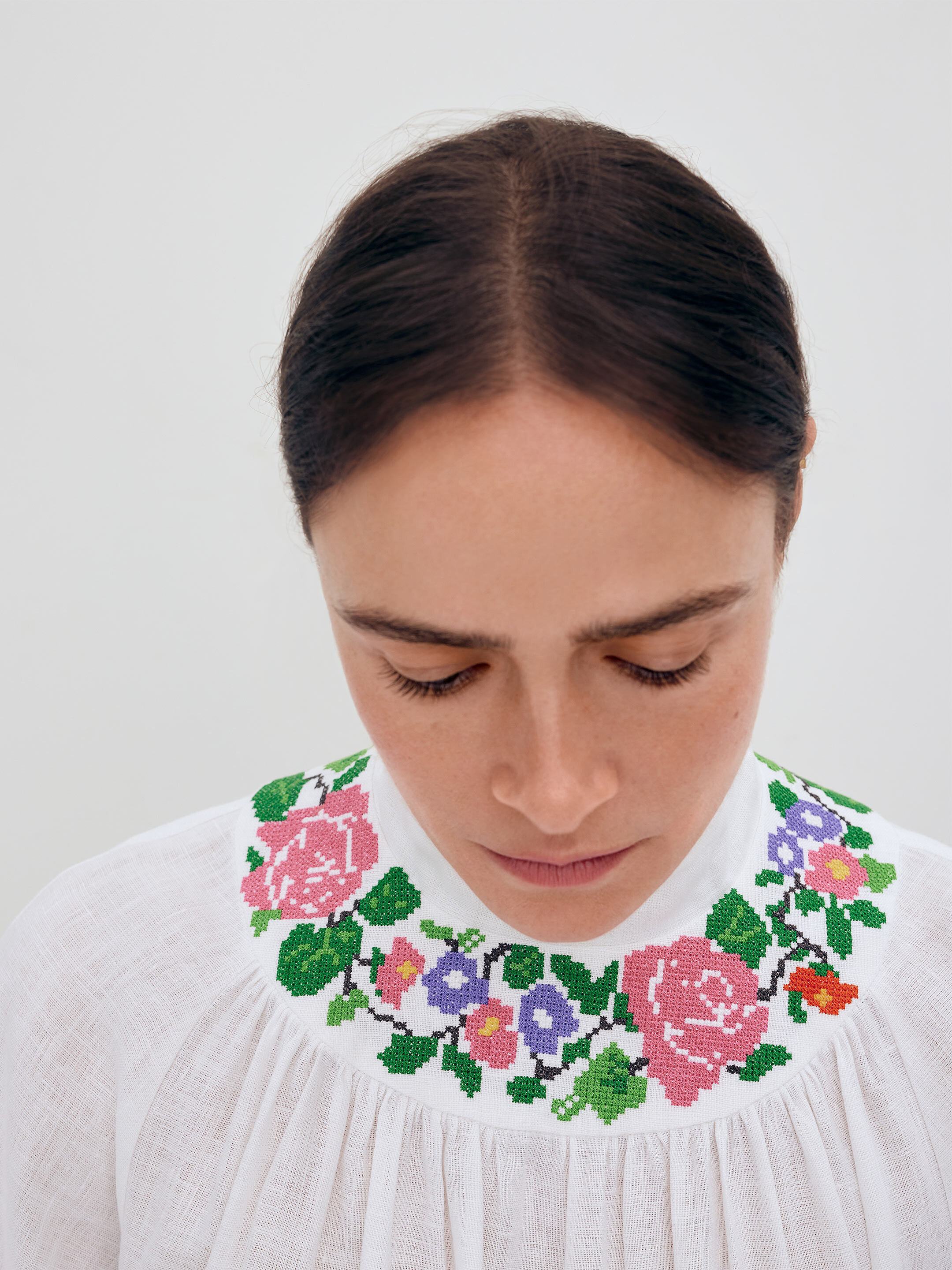 Long embroidered dress with fastening "Vinok" ціна