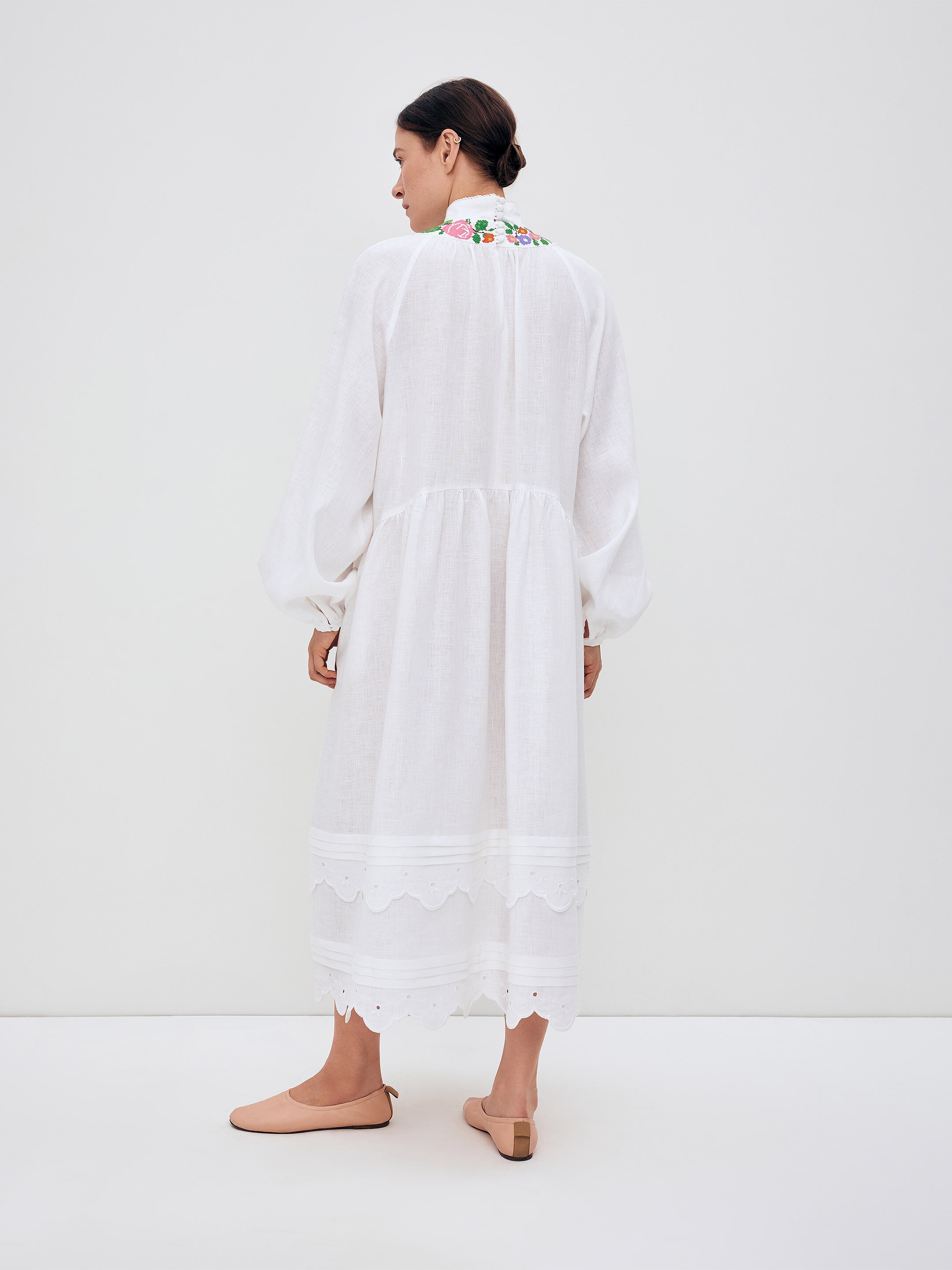Long embroidered dress with fastening "Vinok" choose