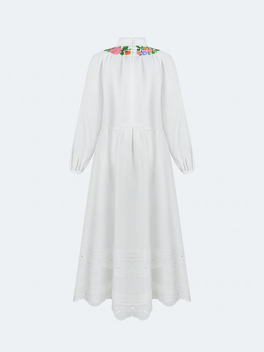Long embroidered dress with fastening "Vinok" [0]