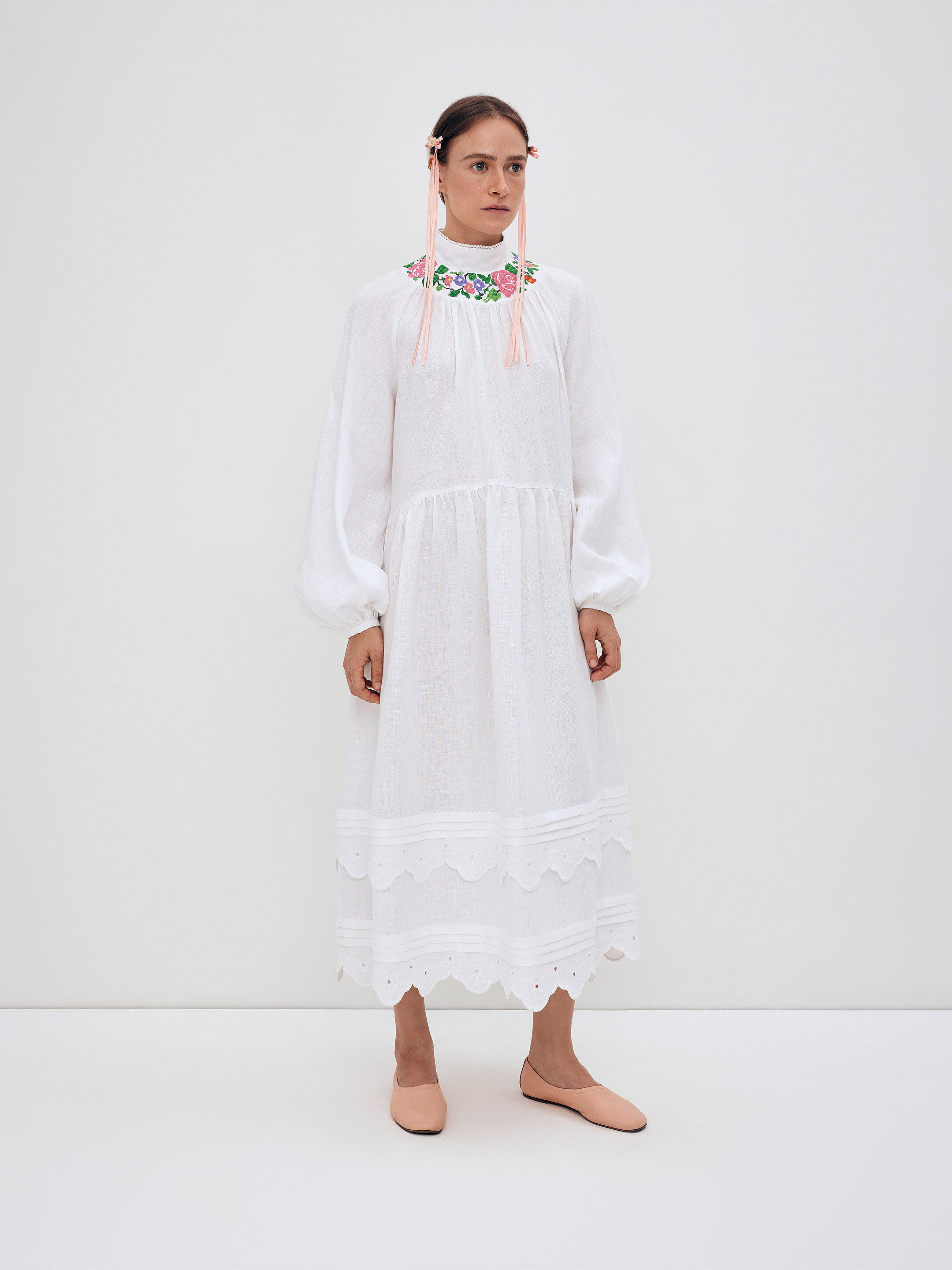 Long embroidered dress with fastening "Vinok" Buy