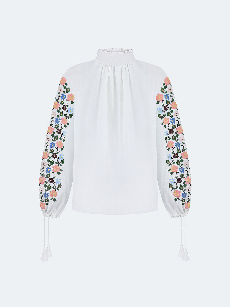 Linen shirt with floral ornament "Bouquet" [0]