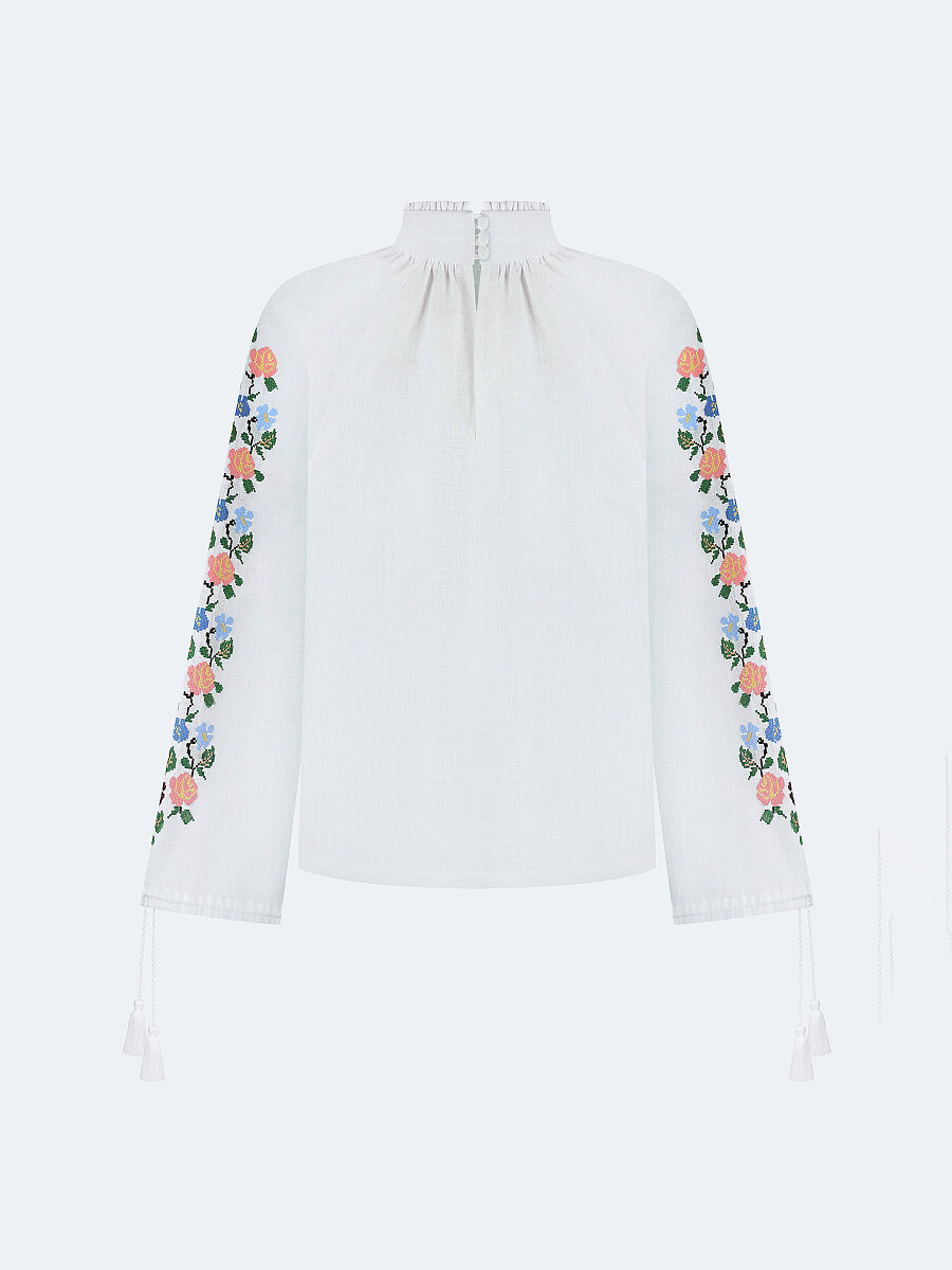 Linen shirt with floral ornament "Bouquet" [0]
