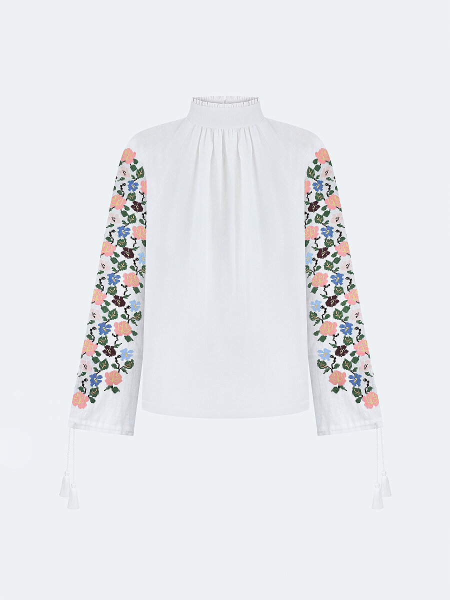 Linen shirt with floral ornament "Bouquet" [0]
