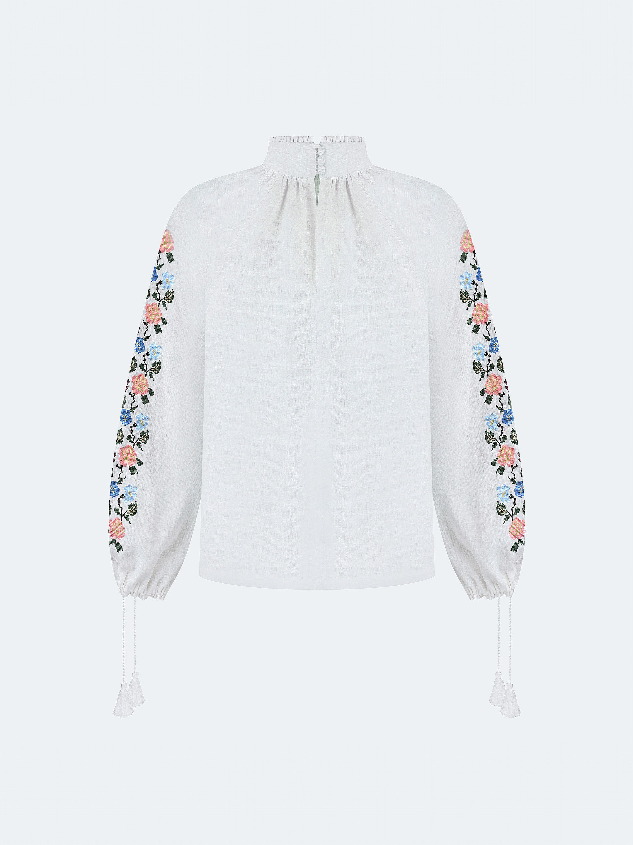 Linen shirt with floral ornament "Bouquet" sizes