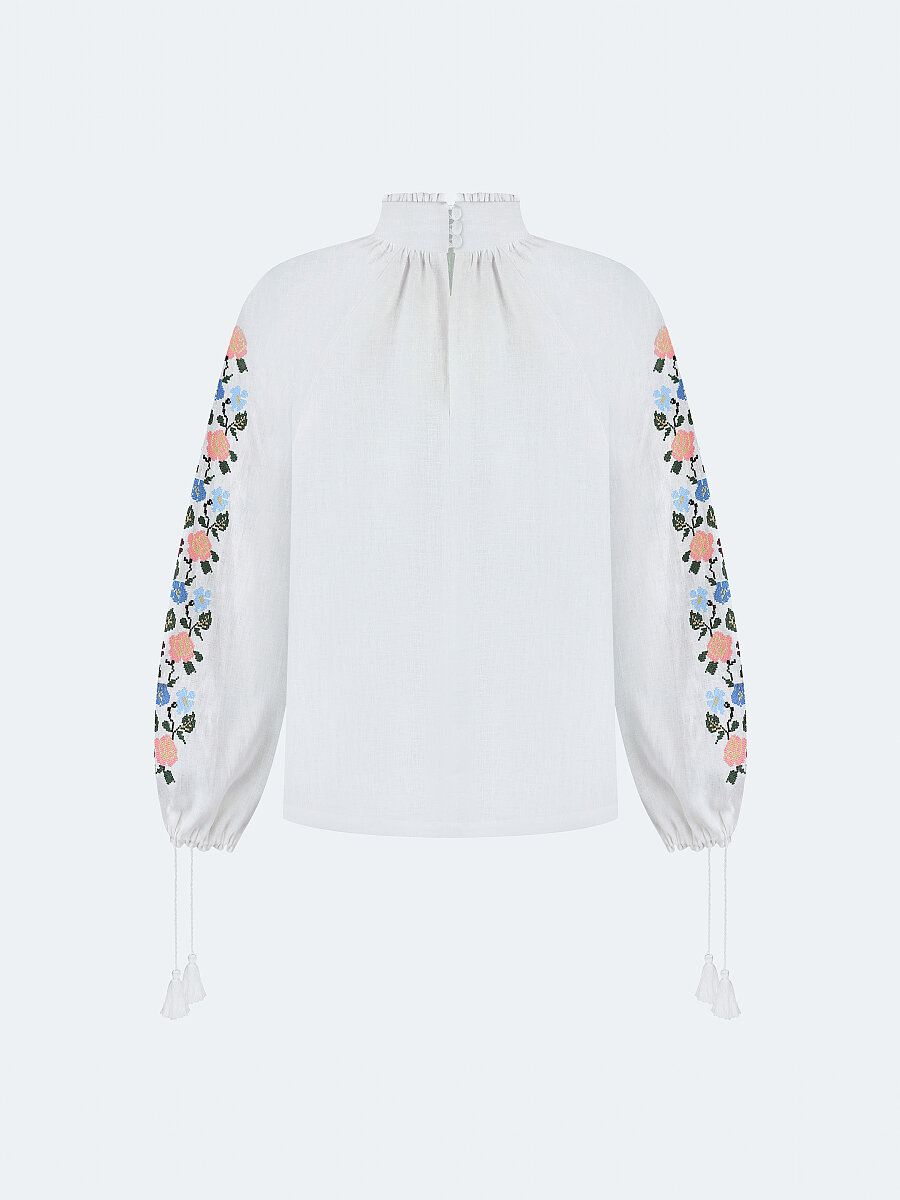 Linen shirt with floral ornament "Bouquet" [0]