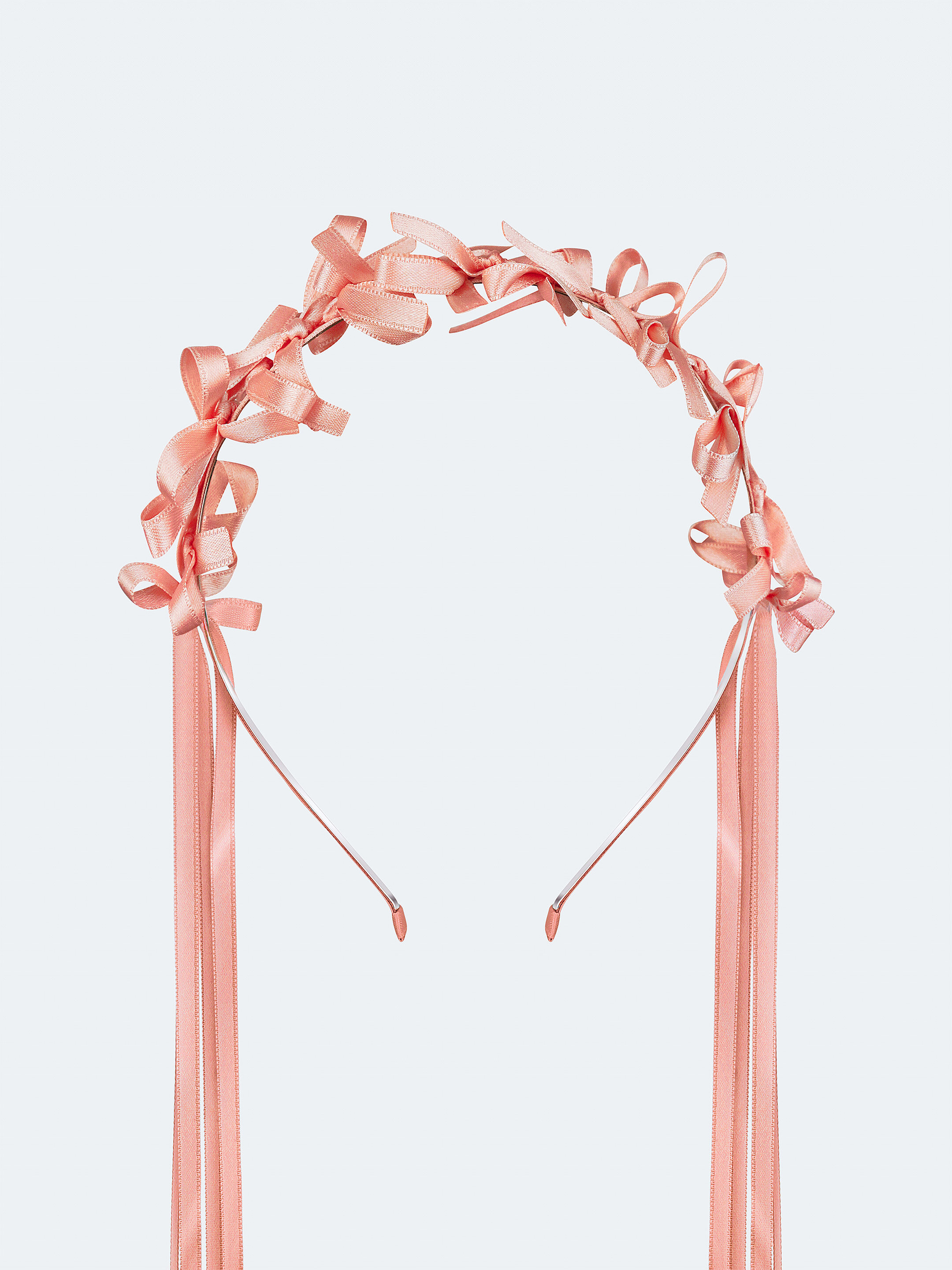 Light summer wreath made of peach-colored satin thread "Lebidka" ціна