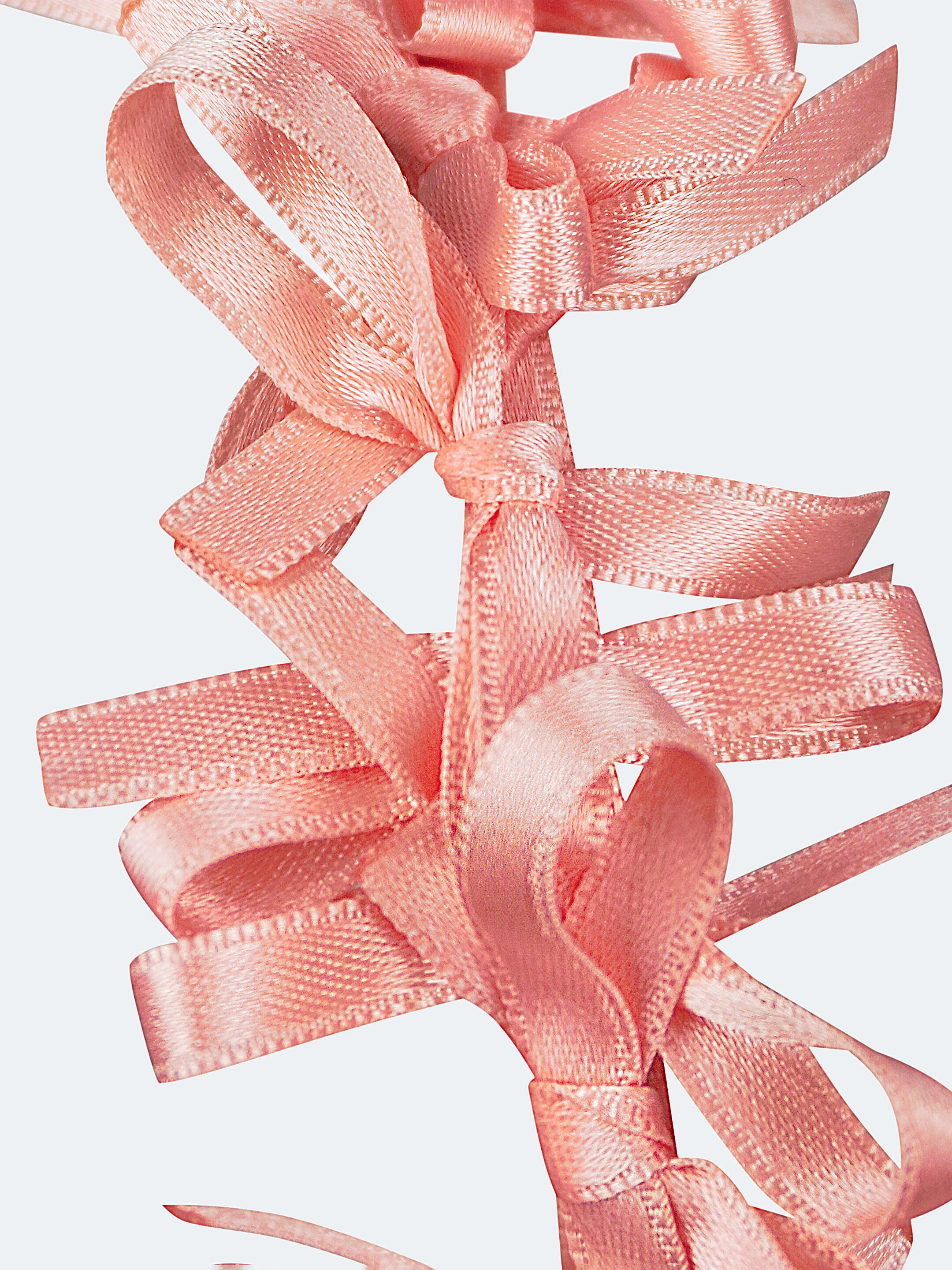 Light summer wreath made of peach-colored satin thread "Lebidka" fitting