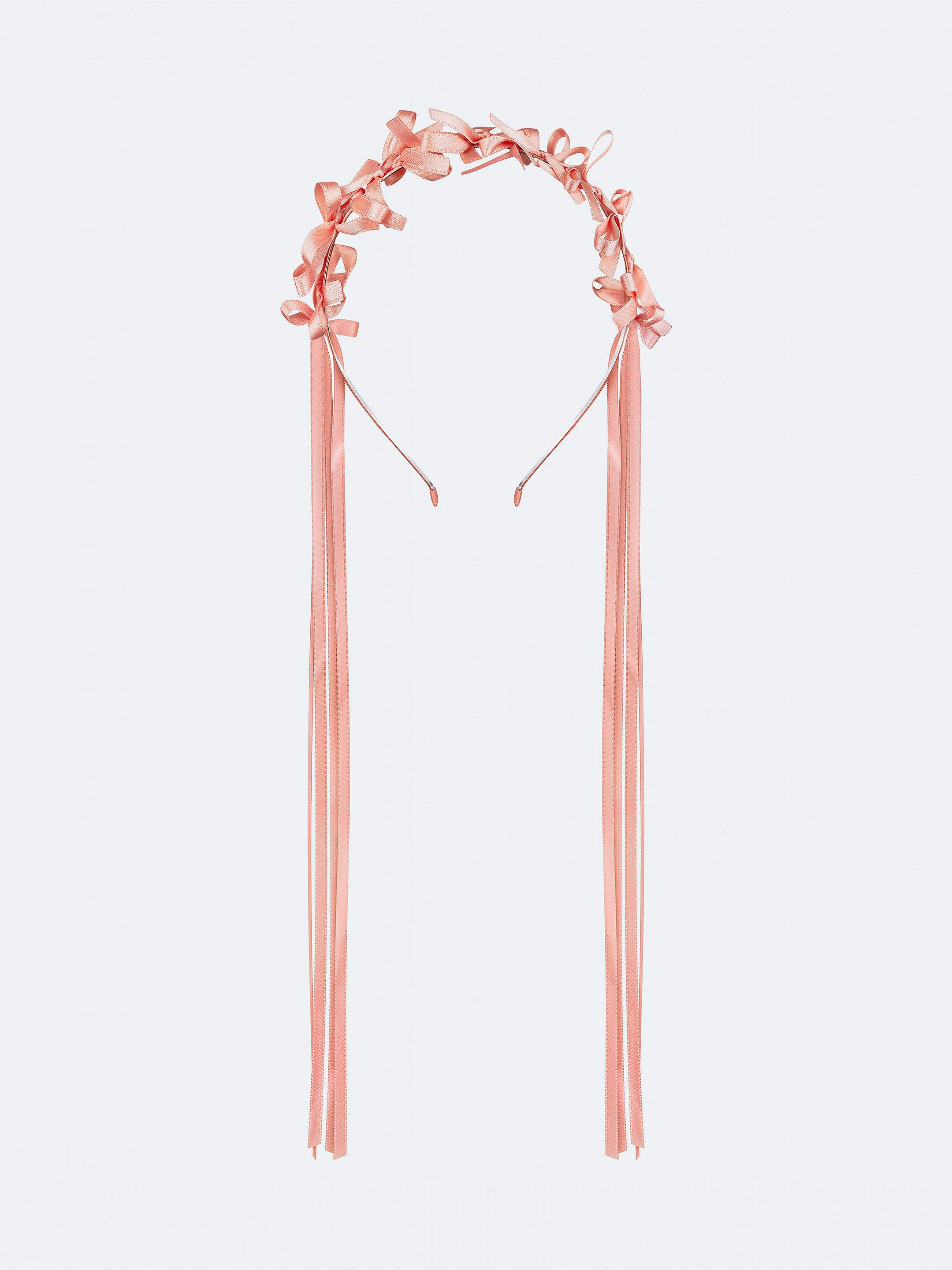 Light summer wreath made of peach-colored satin thread "Lebidka" in Ukraine