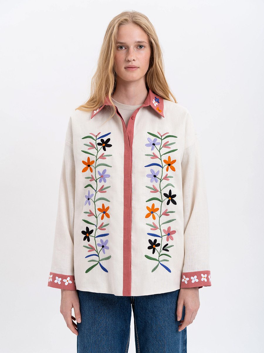 Women's shirt with an embroidered floral ornament "Ruta" [0]