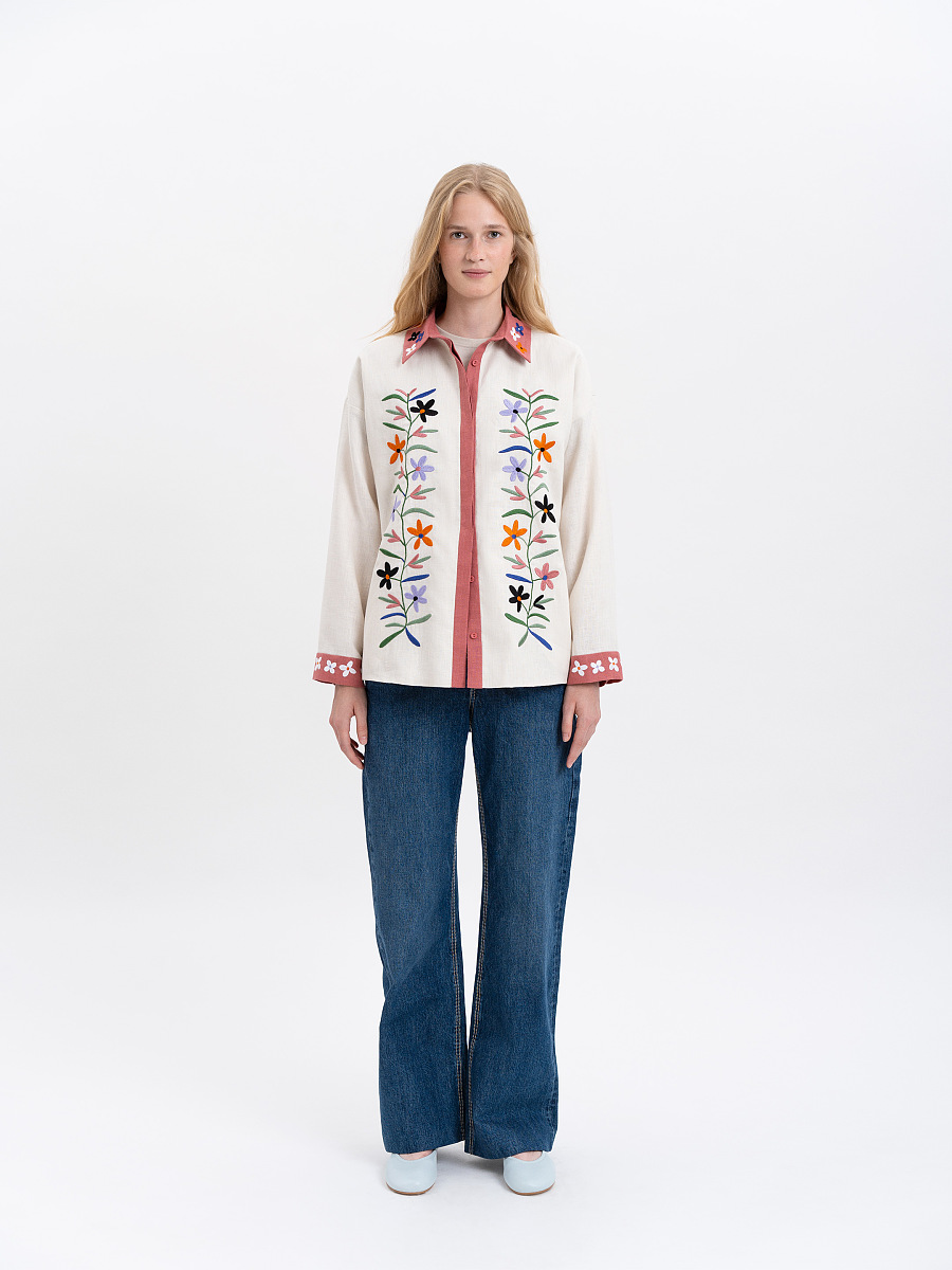Women's shirt with an embroidered floral ornament "Ruta" [0]