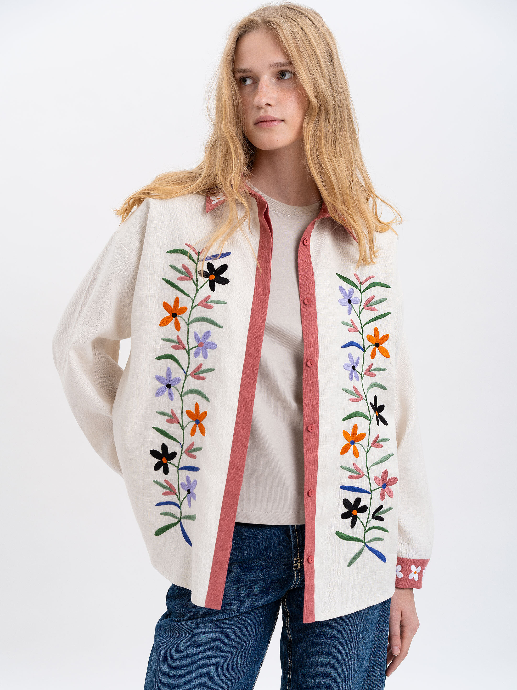 Women's shirt with an embroidered floral ornament "Ruta" cheap