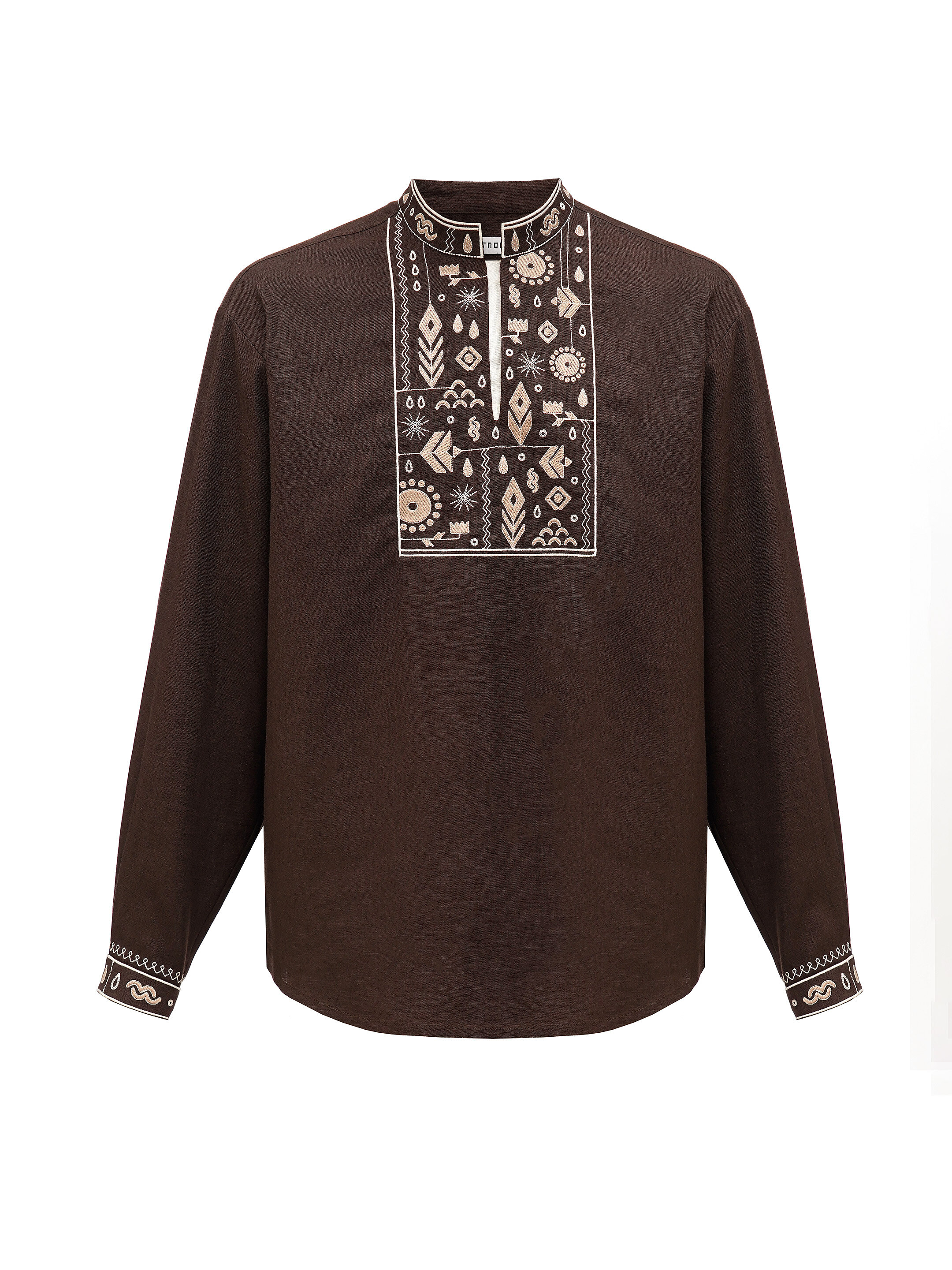 Men's brown embroidered shirt "Kmyn" ціна
