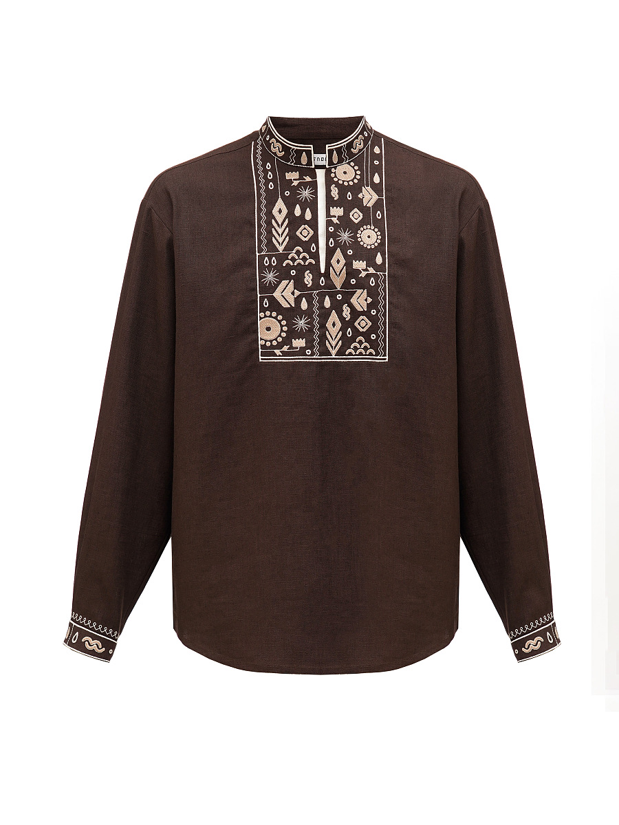 Men's brown embroidered shirt "Kmyn" [0]