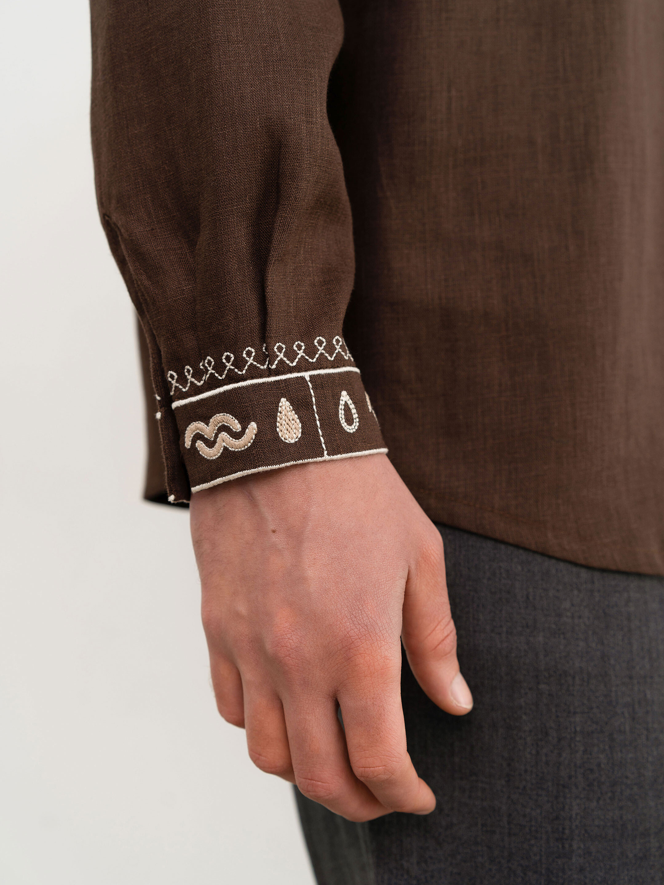 Men's brown embroidered shirt "Kmyn" in Ukraine