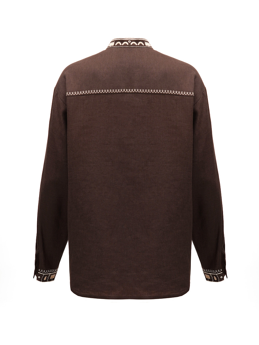 Men's brown embroidered shirt "Kmyn" [0]
