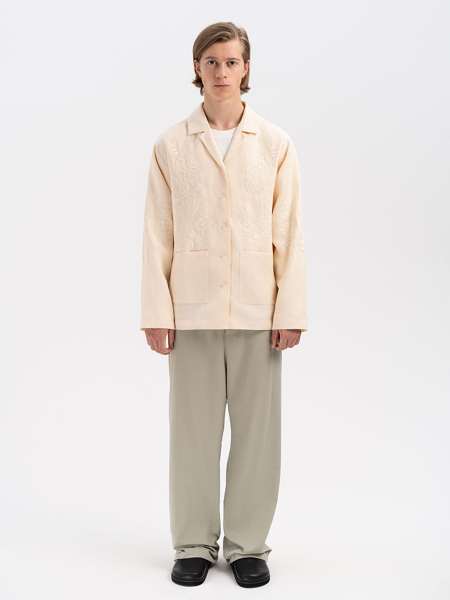Cream-colored shirt with matching embroidery "Burkun" [0]
