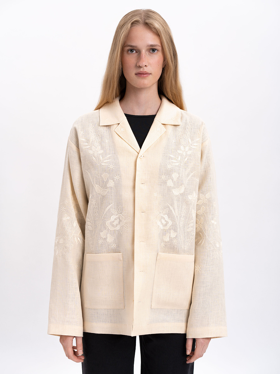 Cream-colored shirt with matching embroidery "Burkun" [0]